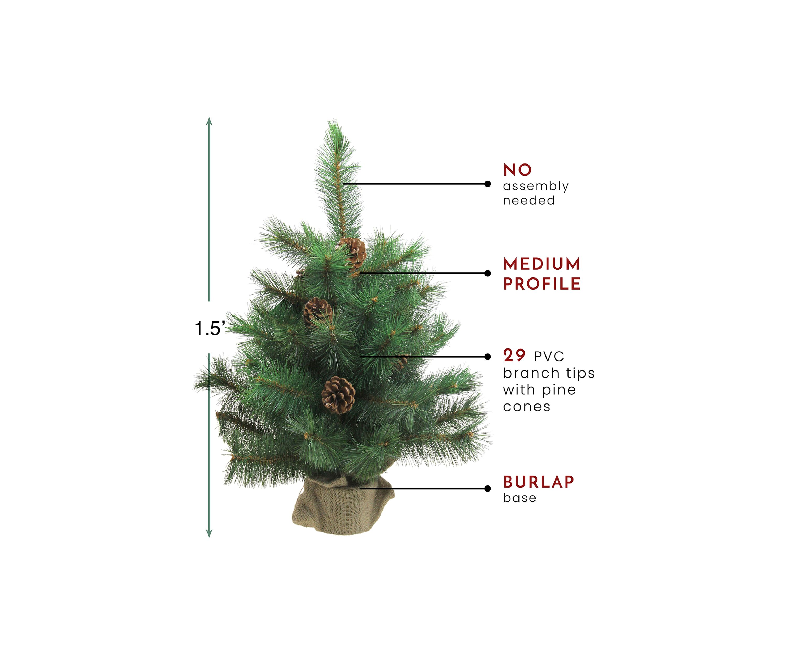 18 Inch Medium Royal Oregon Pine Burlap Base Artificial Christmas Tree - Unlit