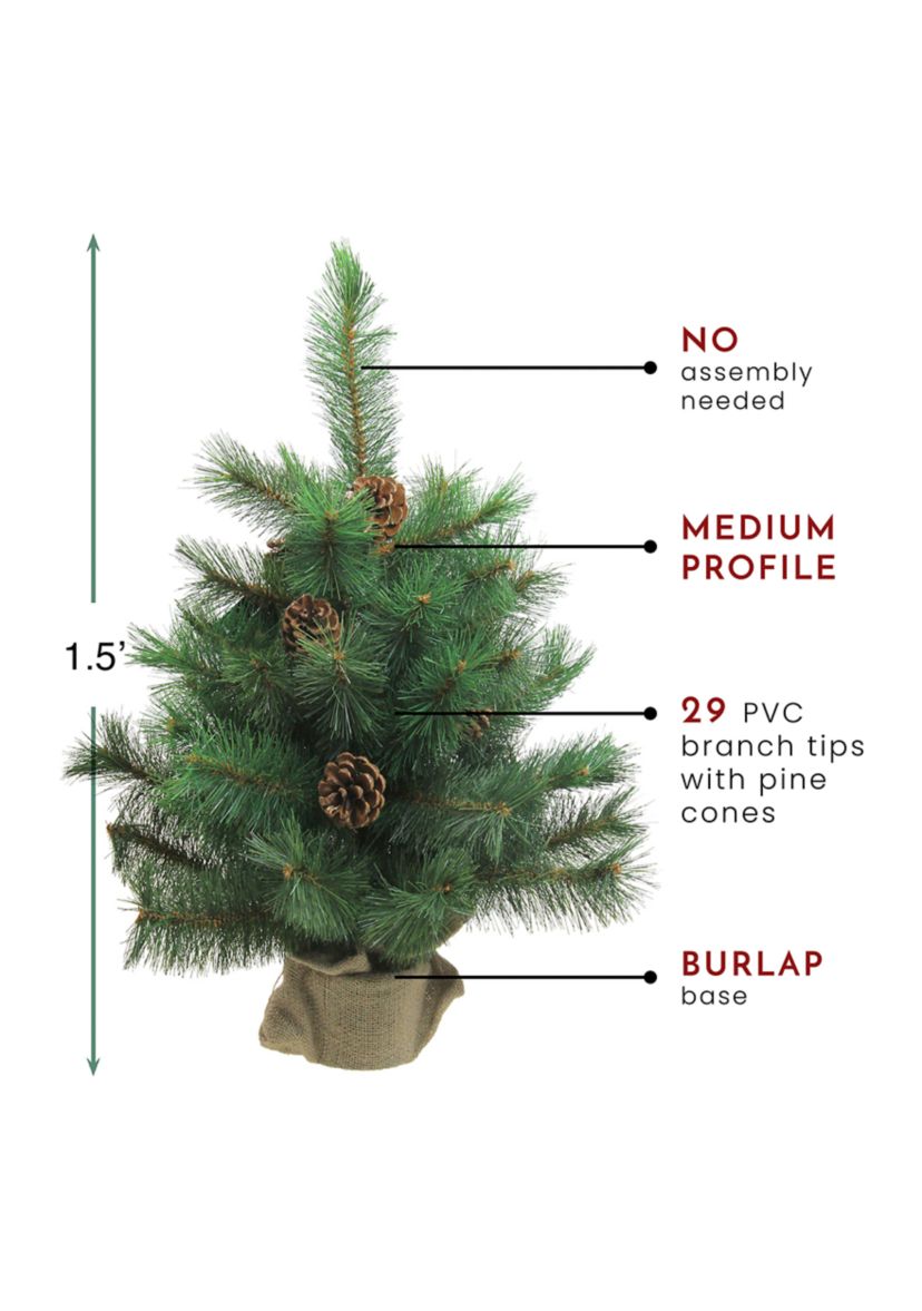 18 Inch Medium Royal Oregon Pine Burlap Base Artificial Christmas Tree - Unlit
