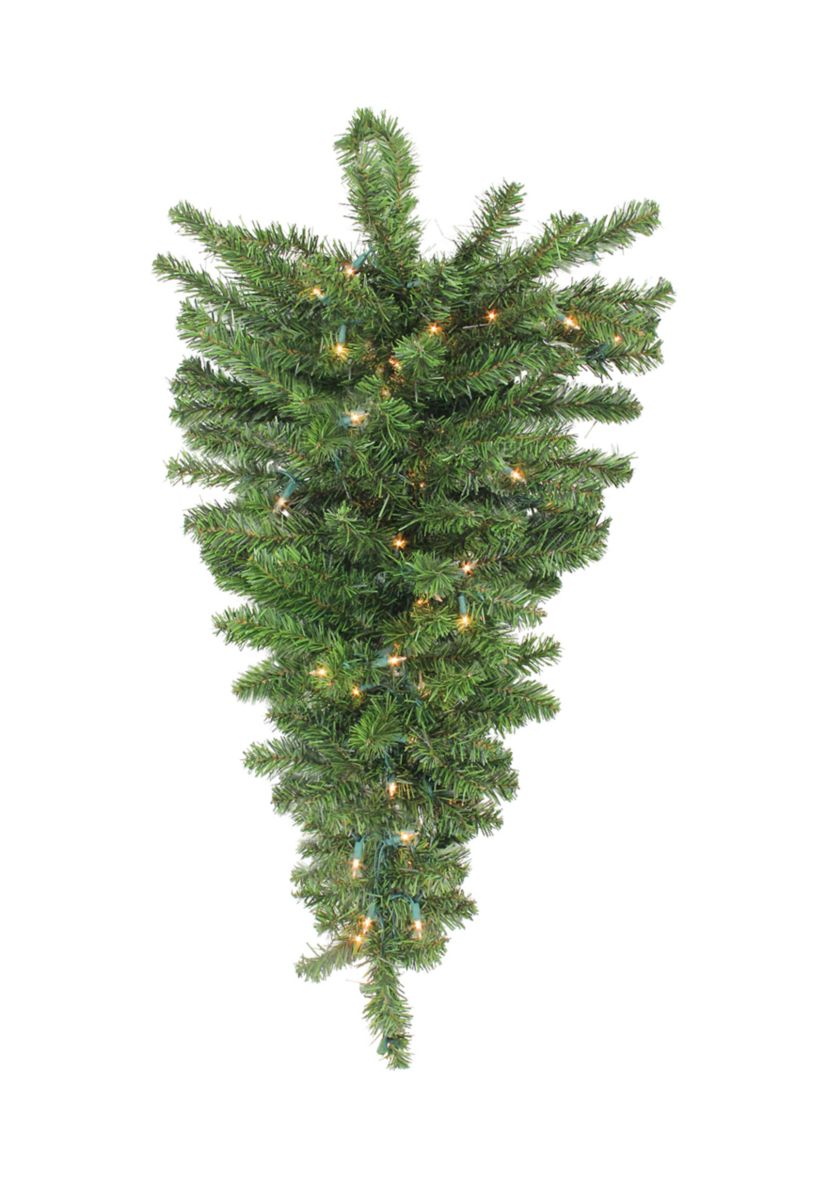 30Inch Pre-Lit Canadian Pine Artificial Christmas Teardrop Door Swag - Clear Lights