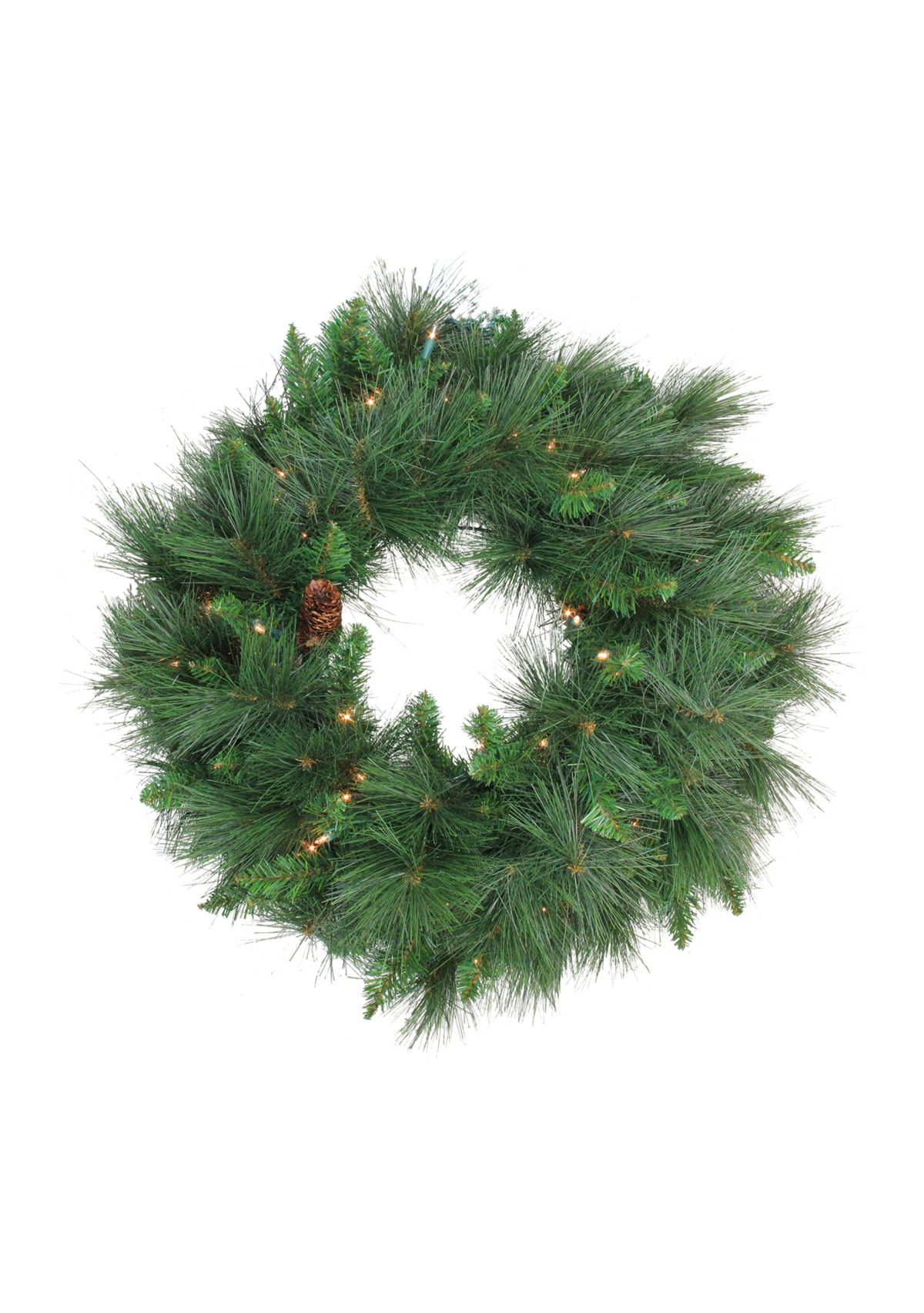 Pre-Lit White Valley Pine Artificial Christmas Wreath - 24-Inch  Clear Lights