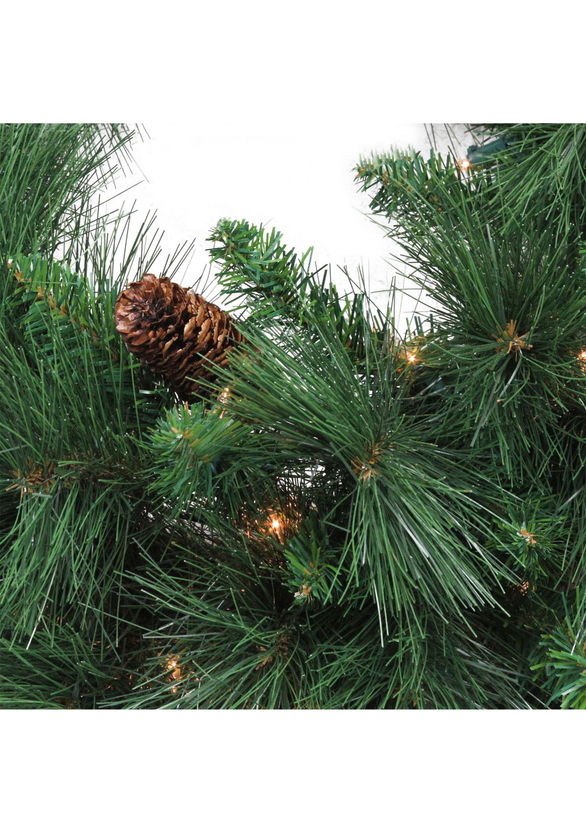 Pre-Lit White Valley Pine Artificial Christmas Wreath - 24-Inch  Clear Lights