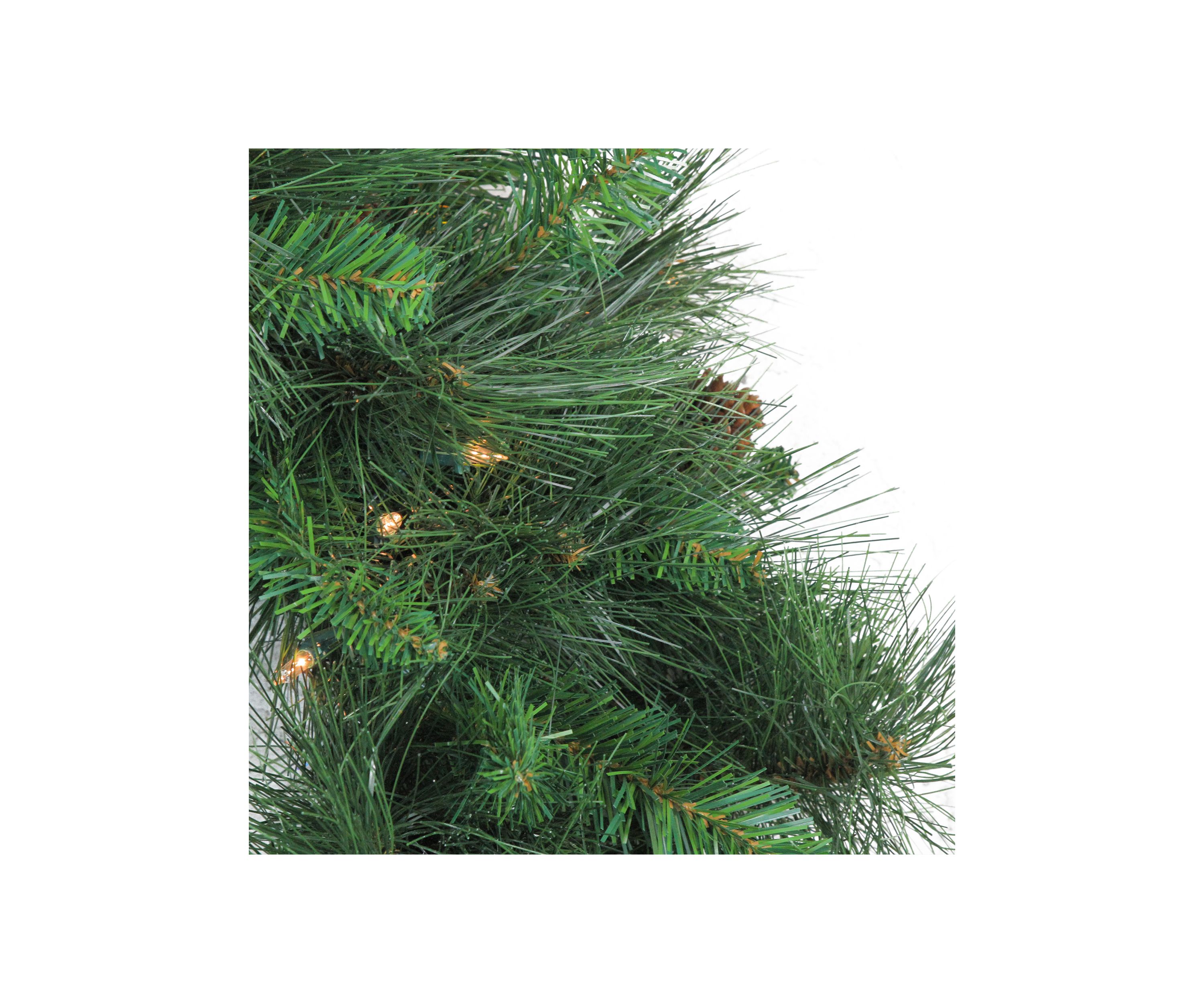 Pre-Lit White Valley Pine Artificial Christmas Wreath  24-Inch  Clear Lights