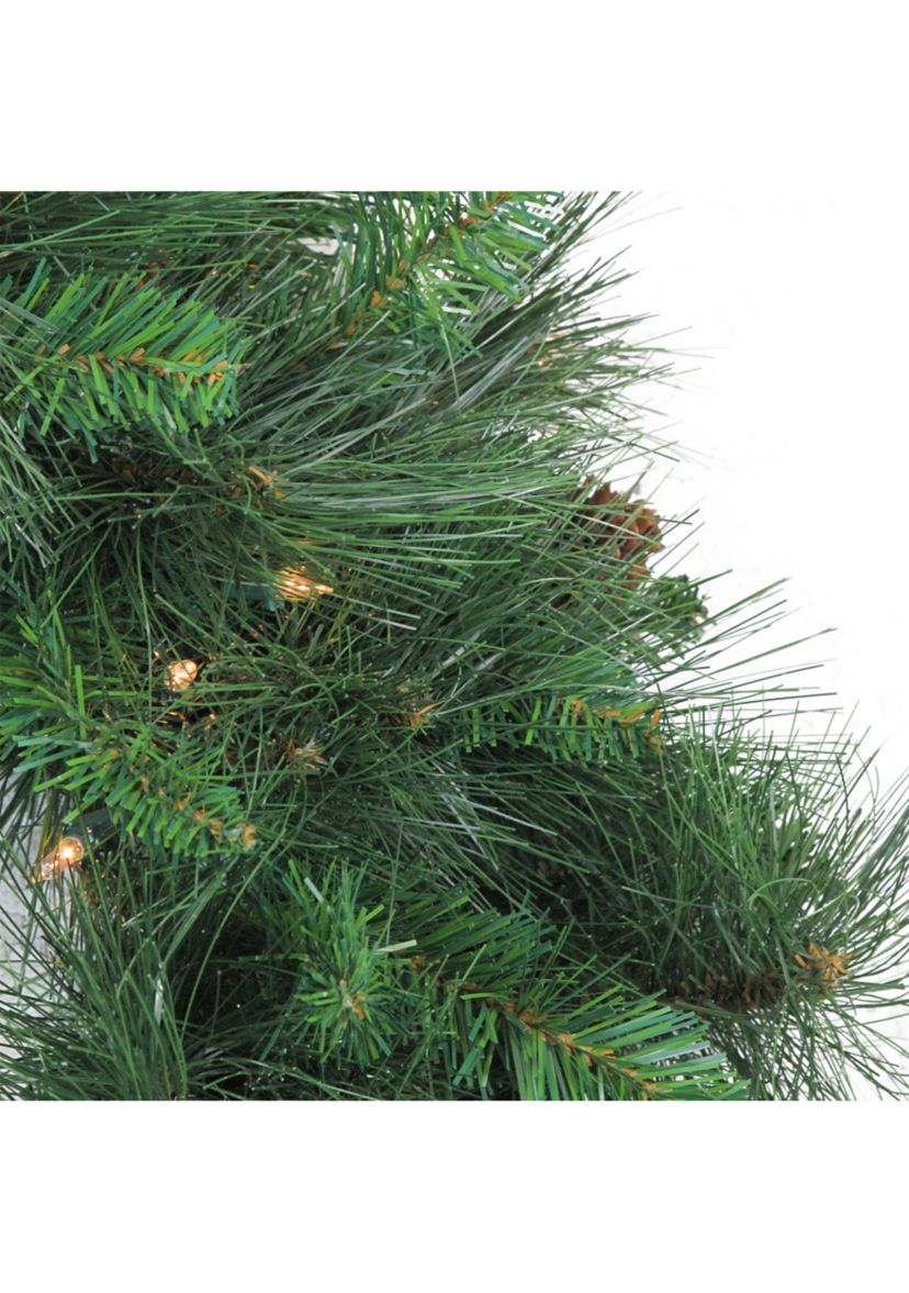 Pre-Lit White Valley Pine Artificial Christmas Wreath  24-Inch  Clear Lights