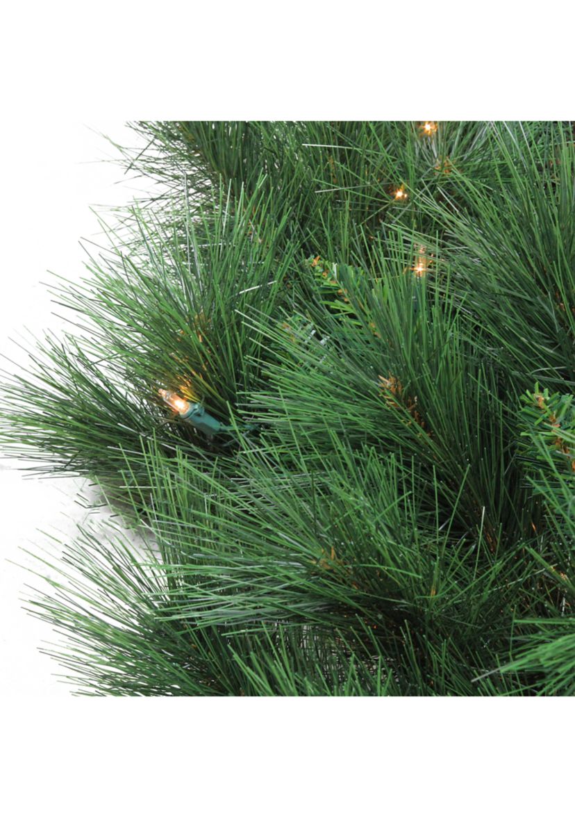 48Inch Pre-lit White Valley Pine Artificial Christmas Wreath - Clear Lights