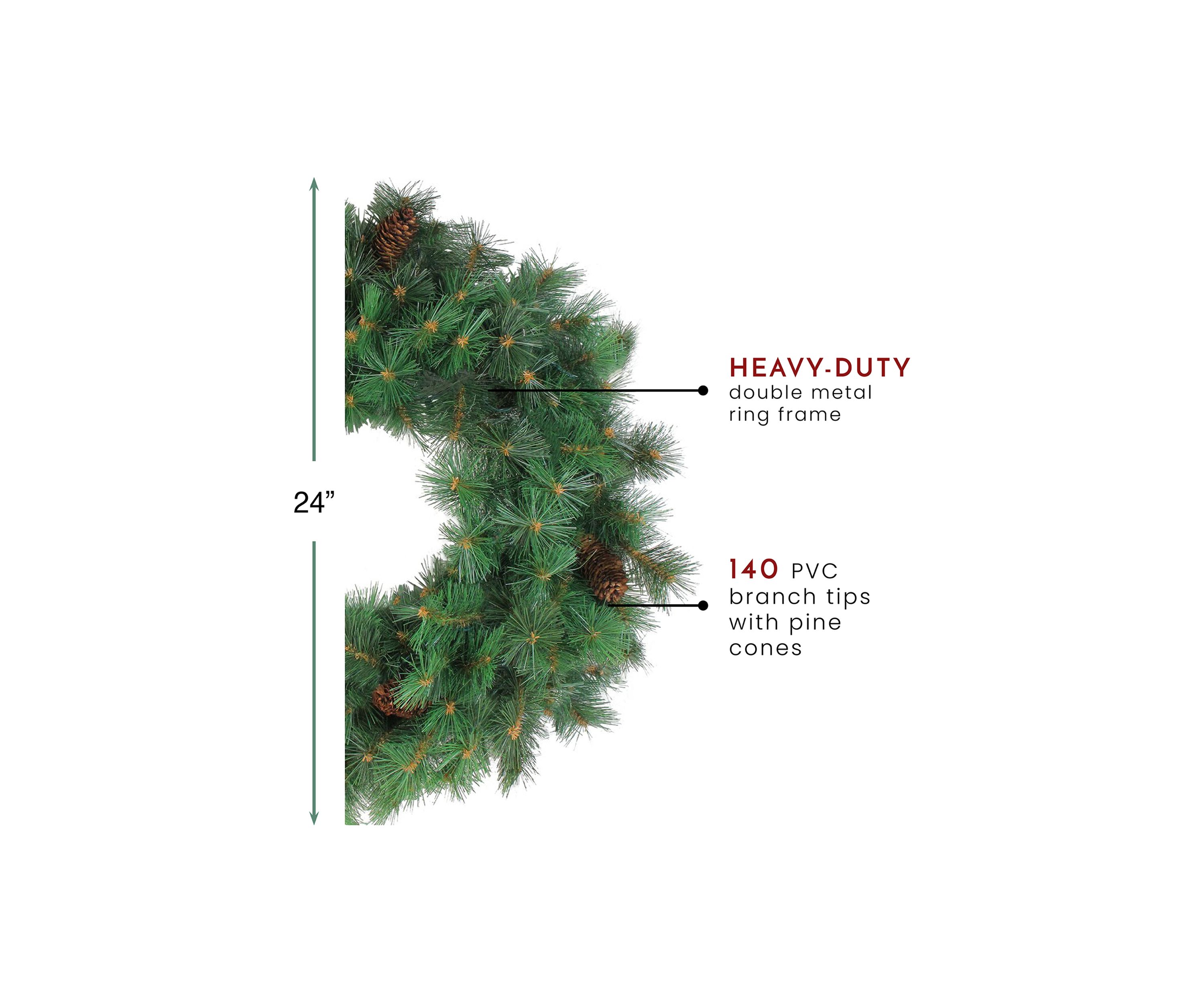 Royal Oregon Pine Artificial Christmas Wreath - 24-Inch  Unlit