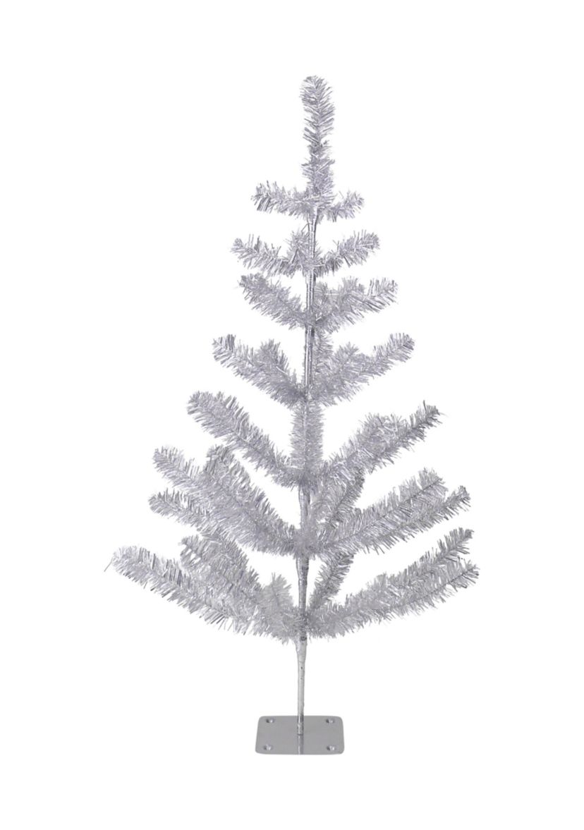 3 Medium Silver Tinsel Twig Artificial Christmas Tree - Unlit