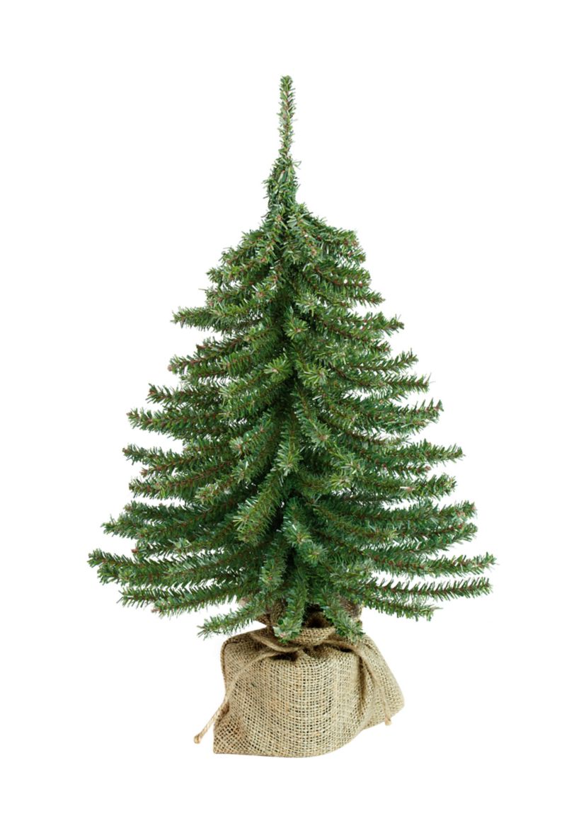 18 Inch Potted Downswept Mini Village Pine Medium Artificial Christmas Tree  Unlit