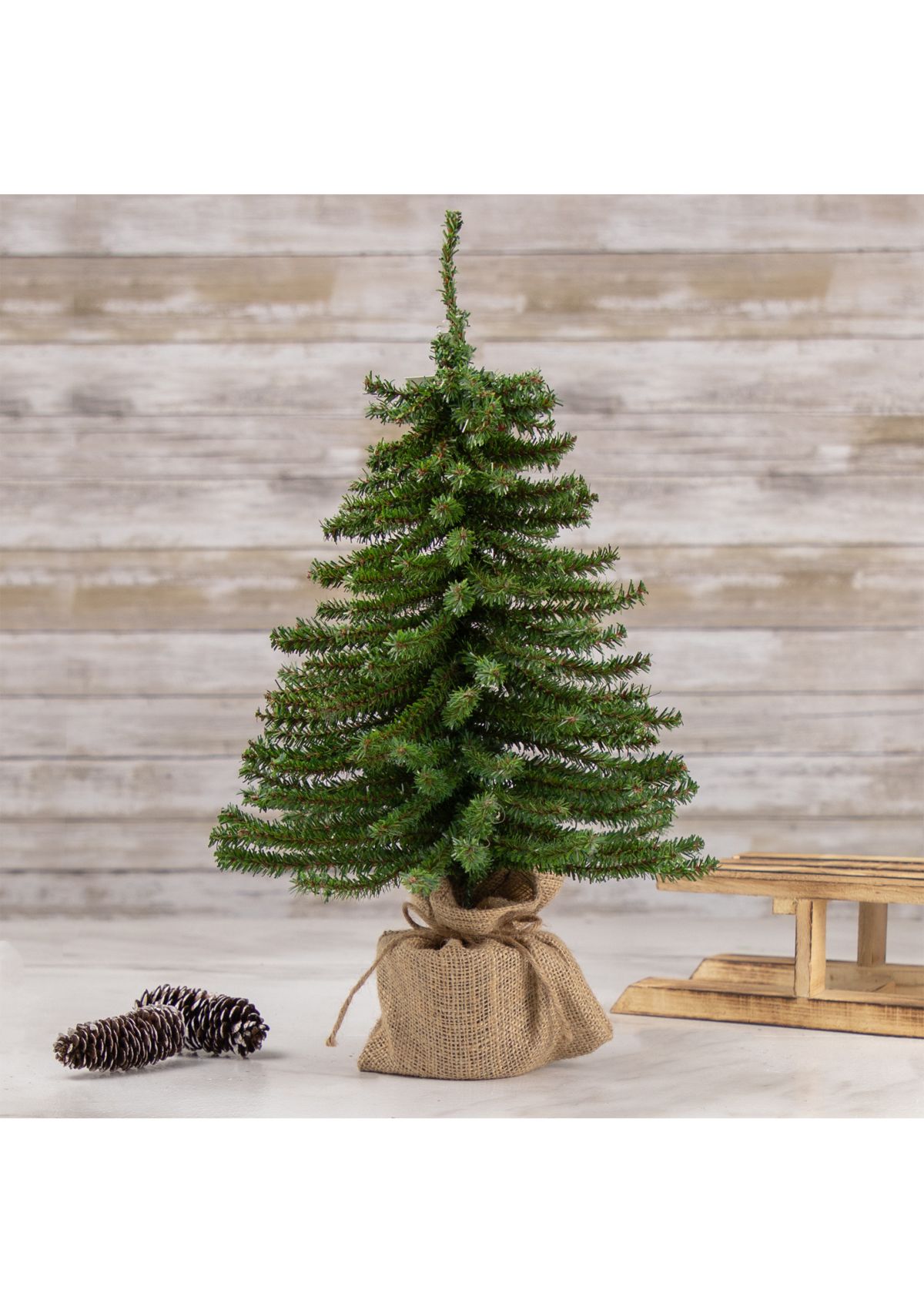 18 Inch Potted Downswept Mini Village Pine Medium Artificial Christmas Tree  Unlit