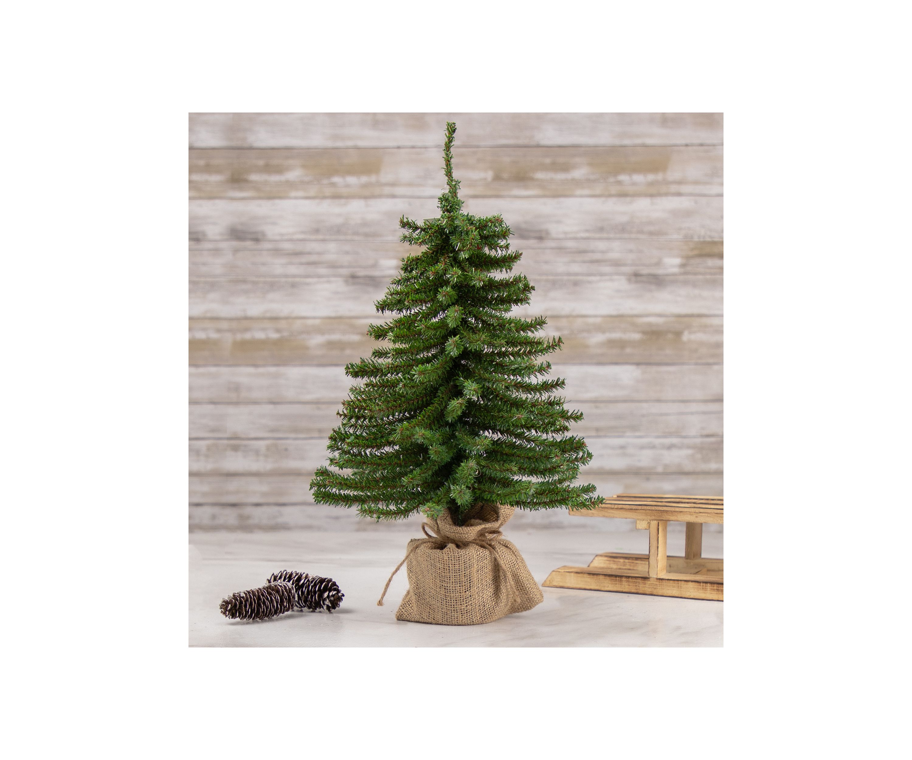 18 Inch Potted Downswept Mini Village Pine Medium Artificial Christmas Tree  Unlit