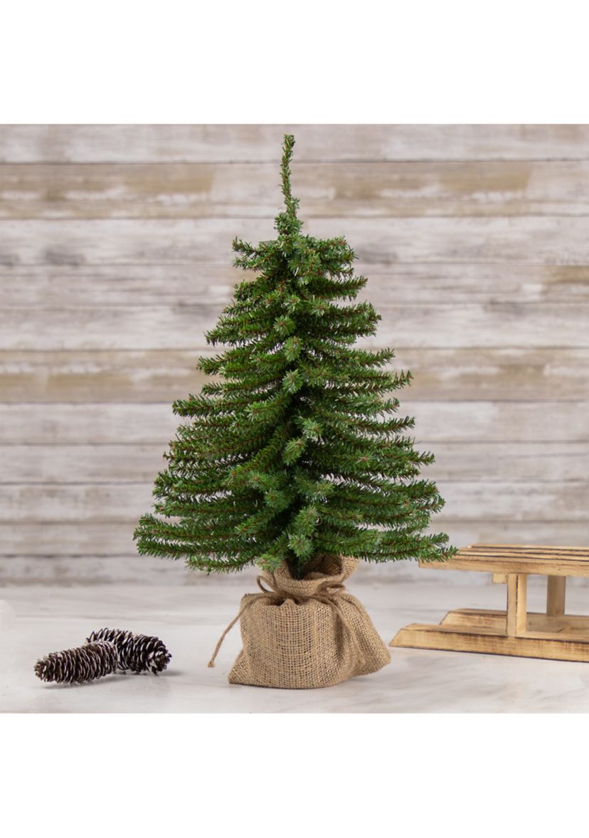 18 Inch Potted Downswept Mini Village Pine Medium Artificial Christmas Tree  Unlit