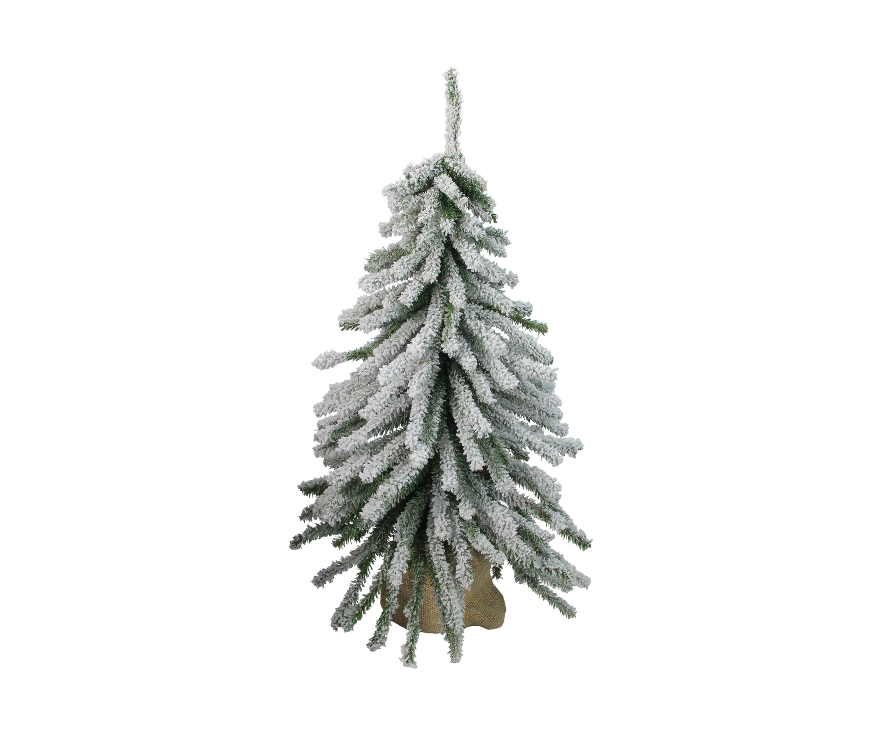 2 Potted Flocked Downswept Mini Village Pine Medium Artificial Christmas Tree - Unlit