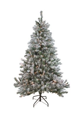 Northlight 6' Pre-Lit Medium Flocked Balsam Pine Artificial Christmas Tree - Clear Lights, Green -  0191296159579