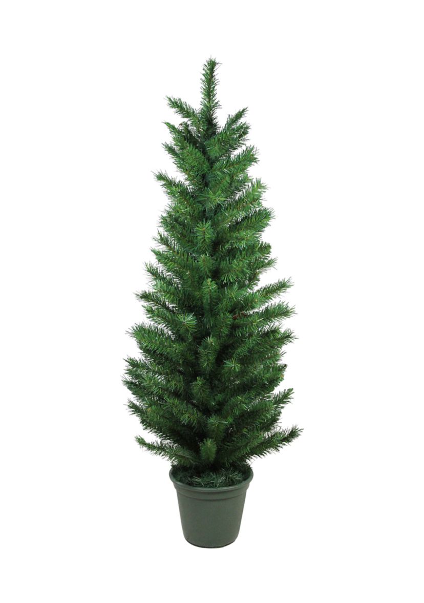 4 Potted Virginia Pine Walkway Slim Artificial Christmas Tree - Unlit