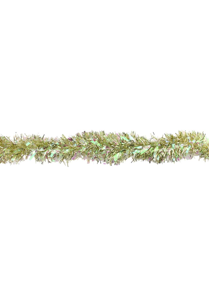 12 Starburst Iridescent and Gold Artificial Christmas Tinsel Garland - Unlit