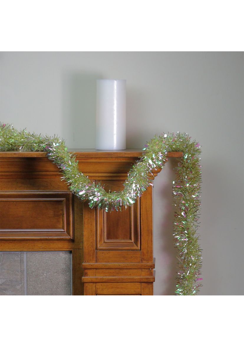 12 Starburst Iridescent and Gold Artificial Christmas Tinsel Garland - Unlit