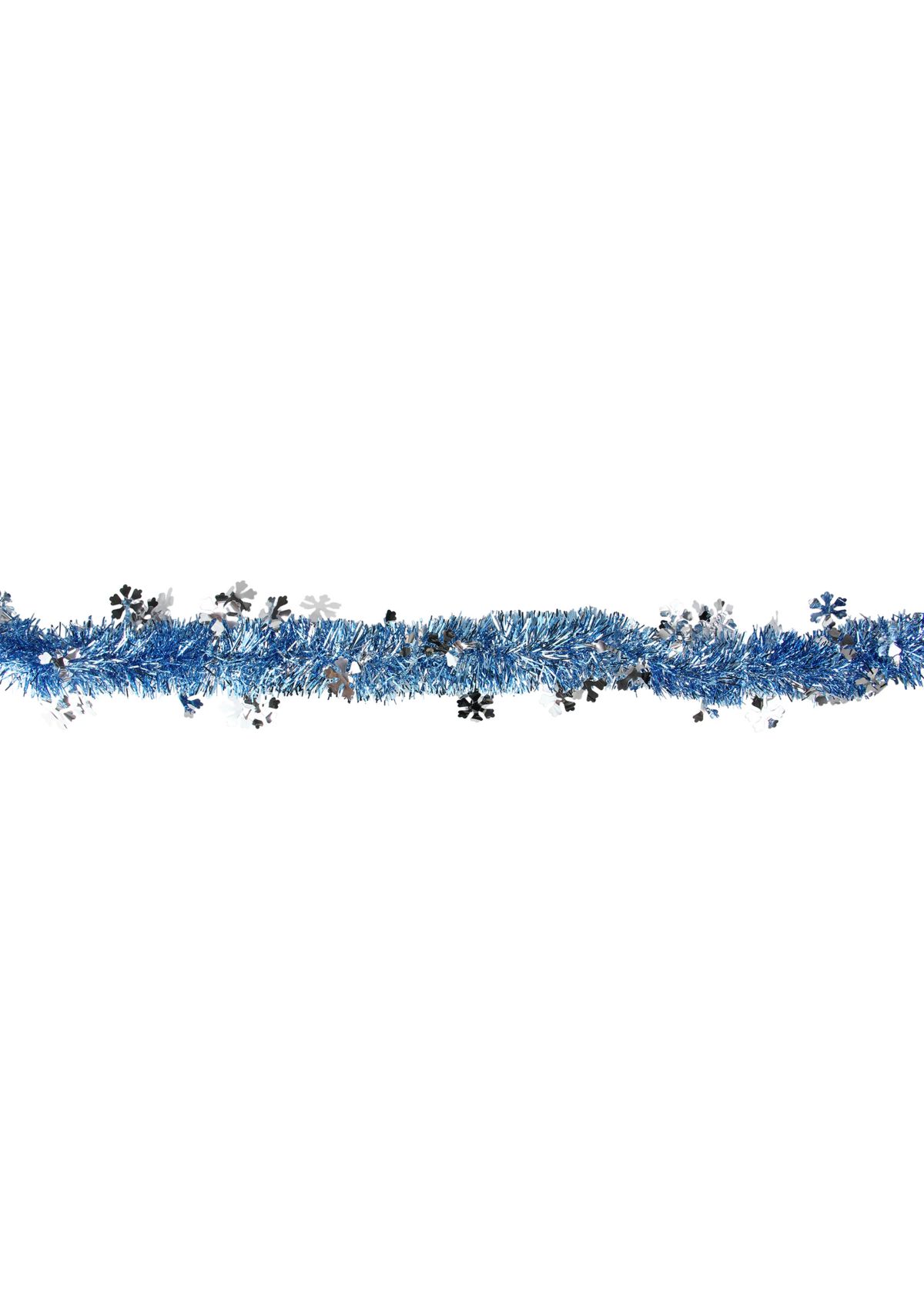 12 x 2.75Inch Blue and Silver Snowflakes Christmas Tinsel Garland - Unlit