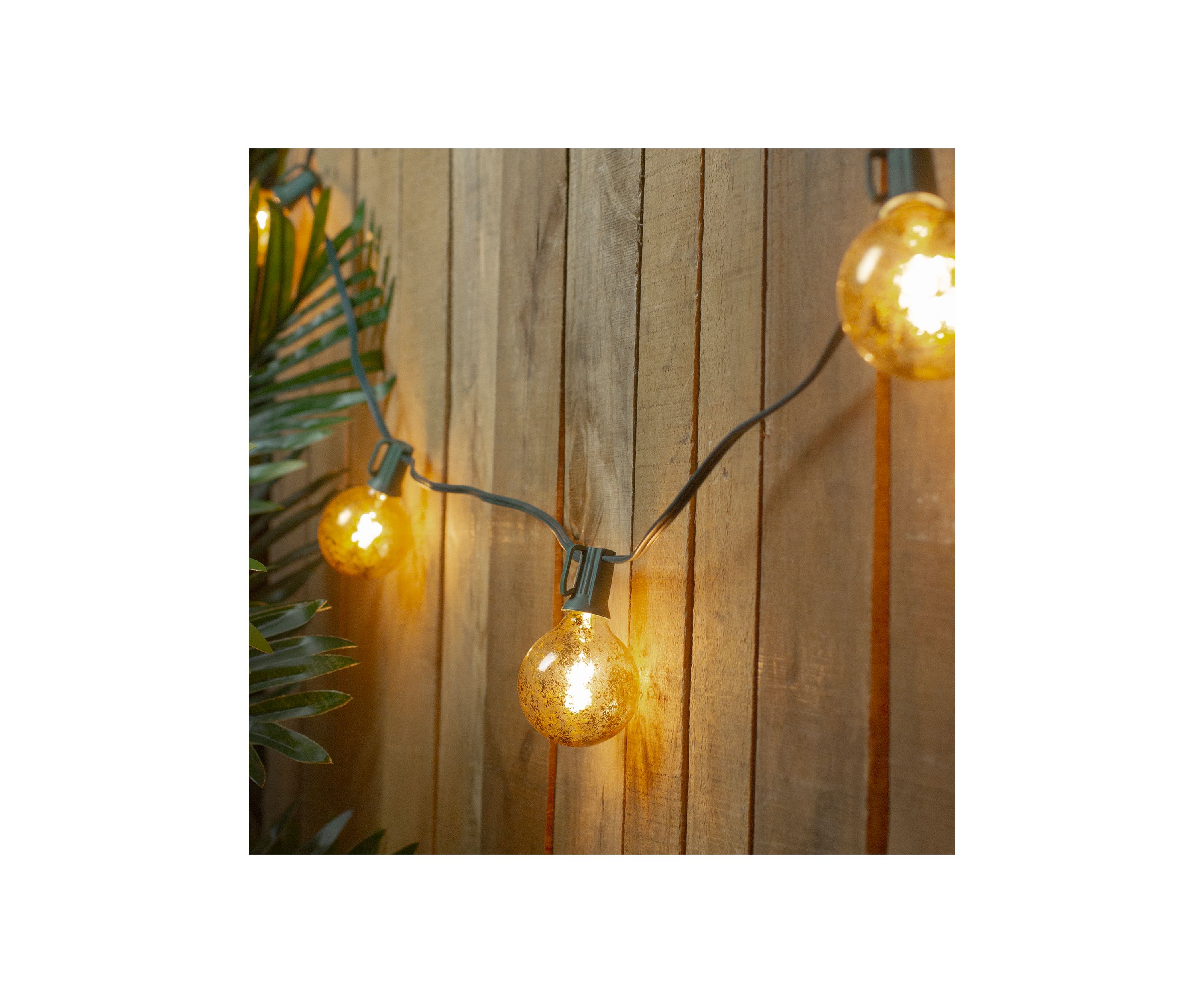 10-Count Clear Mercury Glass G50 Globe Christmas Light Set  9ft Green Wire