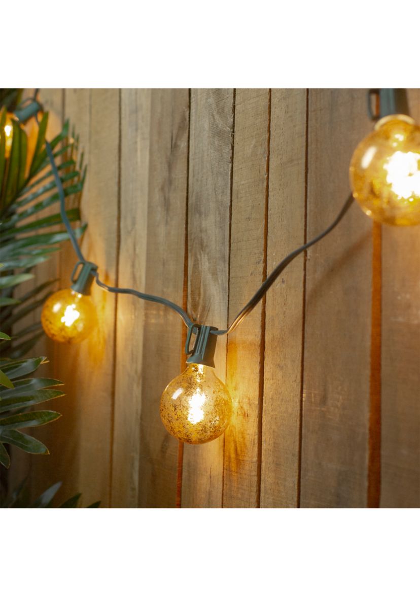 10-Count Clear Mercury Glass G50 Globe Christmas Light Set  9ft Green Wire