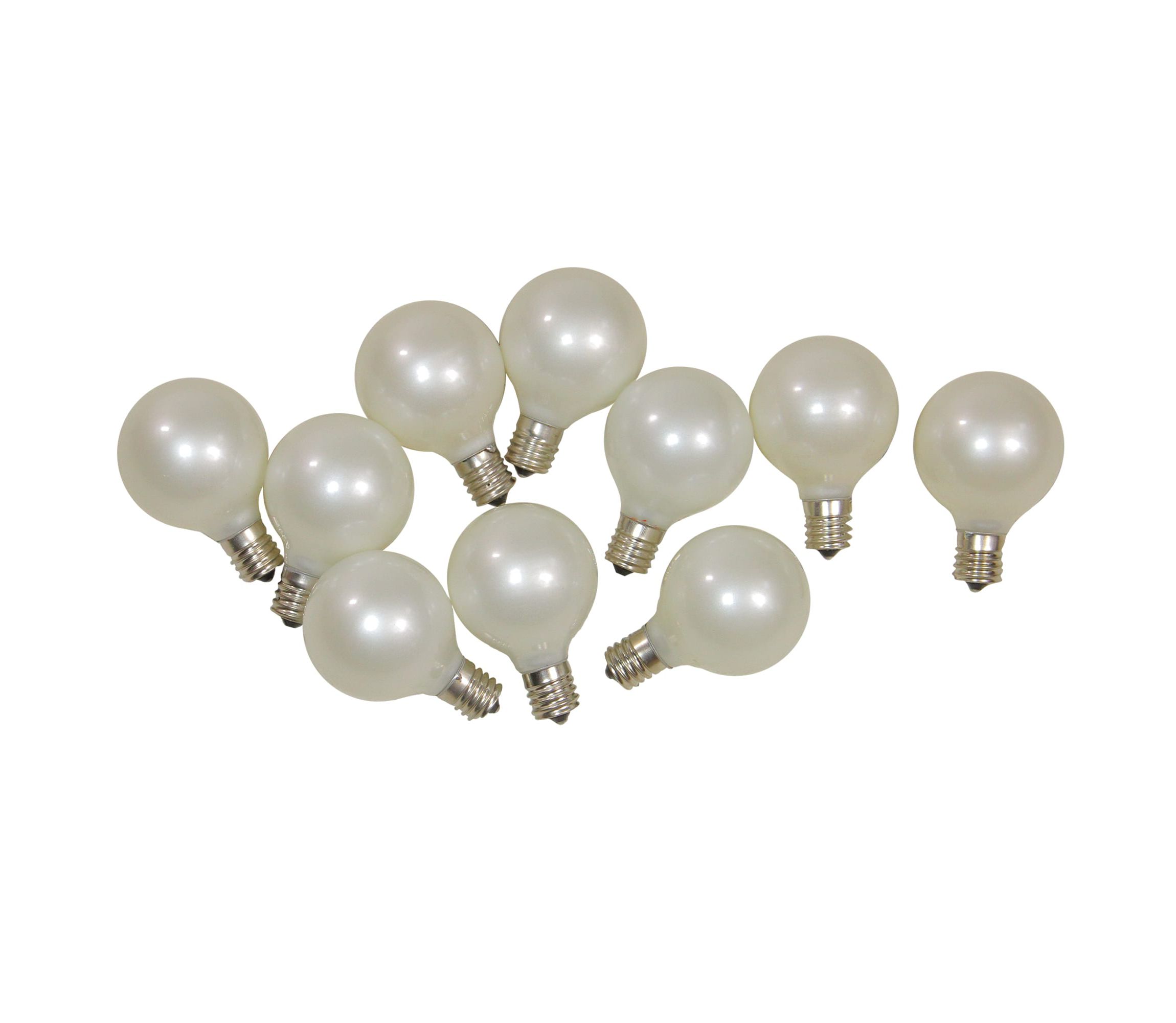 Pack of 10 Pearl White G50 Globe Replacement Christmas Bulbs