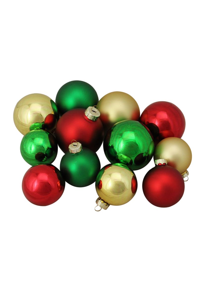 96ct Red and Gold 2-Finish Glass Ball Christmas Ornaments 3.25" (80mm)