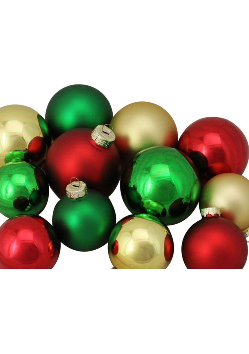 96ct Red and Gold 2-Finish Glass Ball Christmas Ornaments 3.25" (80mm)