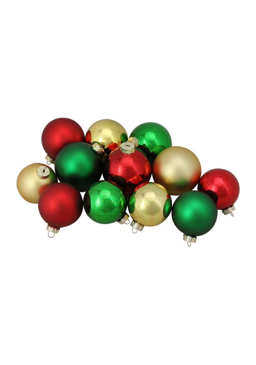 72ct Red and Gold 2-Finish Glass Christmas Ball Ornaments 4Inch (100mm)