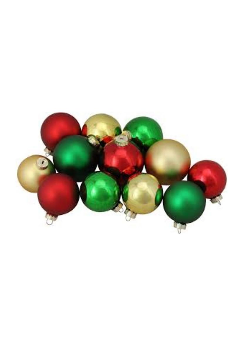 72ct Red and Gold 2-Finish Glass Christmas Ball Ornaments 4Inch (100mm)