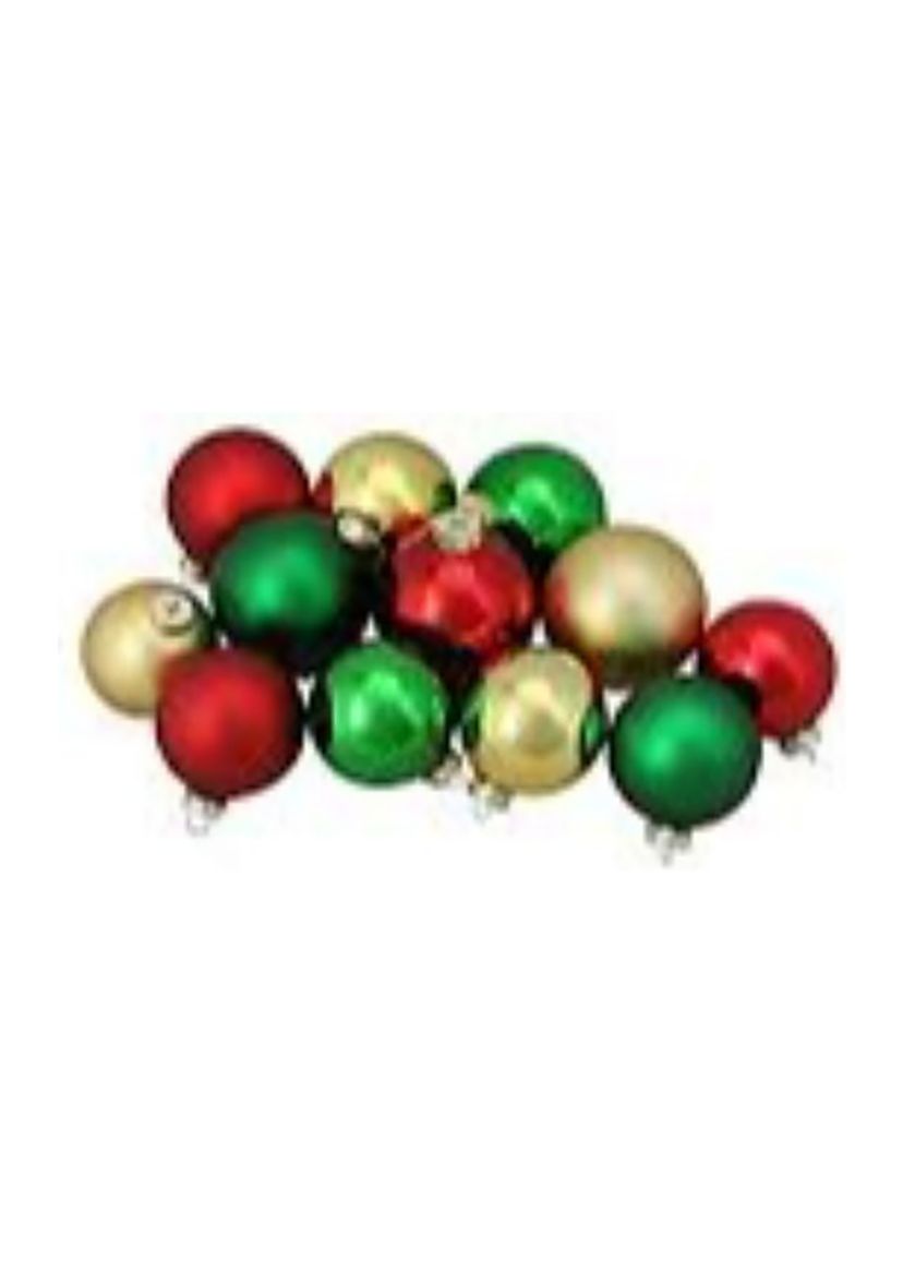 72ct Red and Gold 2-Finish Glass Christmas Ball Ornaments 4Inch (100mm)