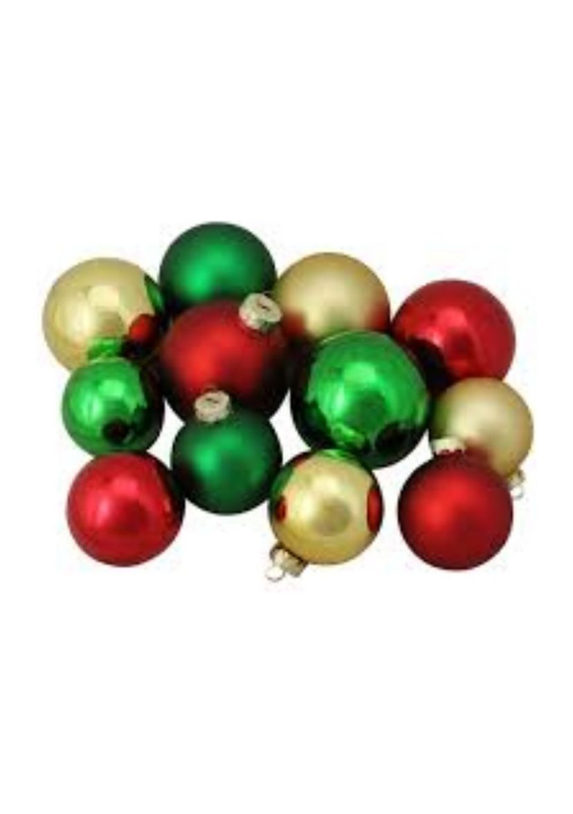 72ct Red and Gold 2-Finish Glass Christmas Ball Ornaments 4Inch (100mm)