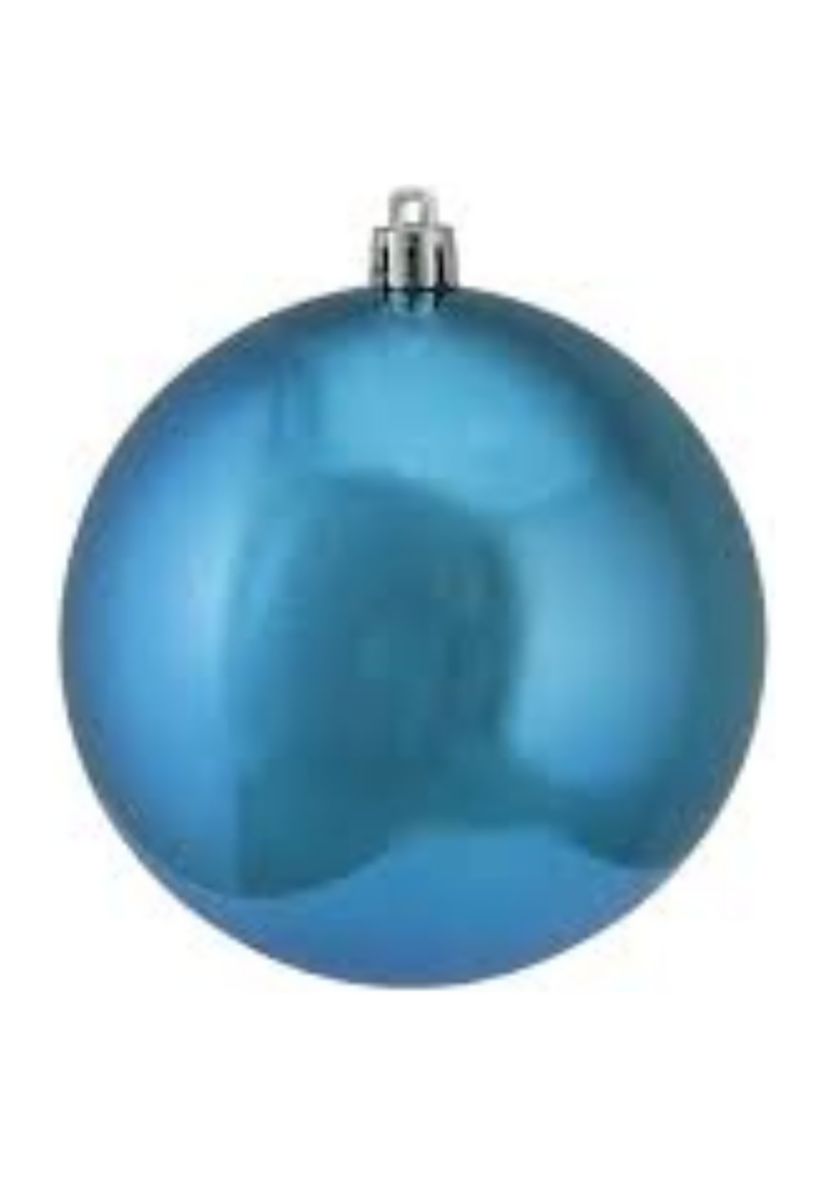 72ct Turquoise Blue and Silver 2-Finish Glass Christmas Ball Ornaments 4" (100mm)