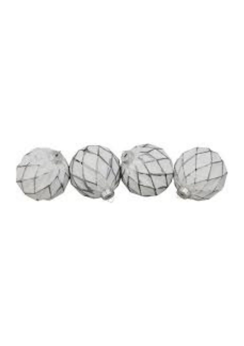 4ct Emerald Green and White Matte Christmas Ball Ornaments 4Inch (100mm)