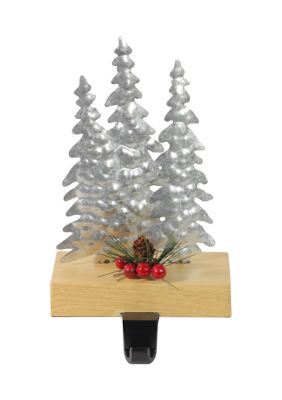 Northlight 8.5Inch Silver And Red Wooden Christmas Trees Stocking Holder