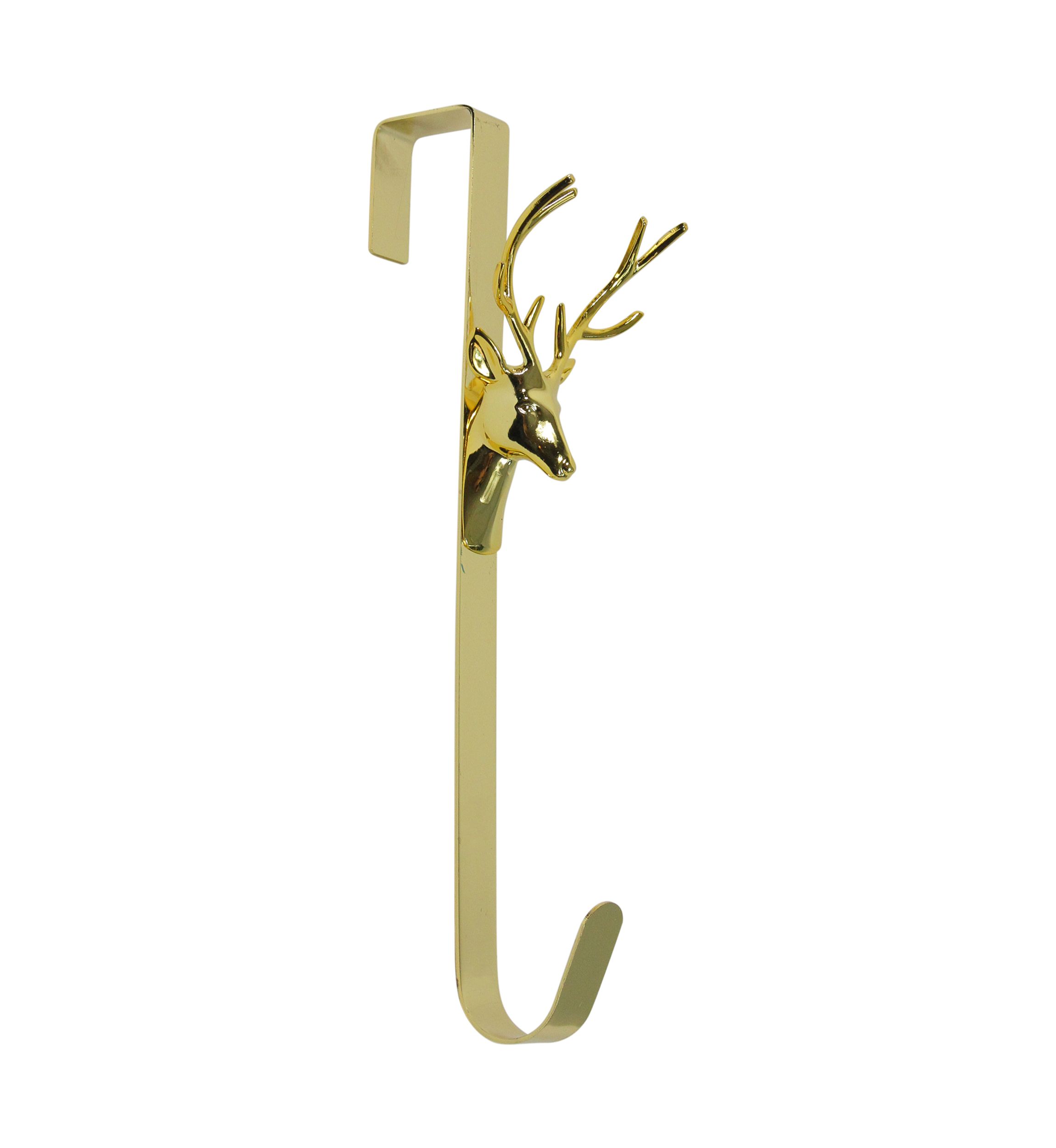 15.25Inch Shiny Gold Deer Over the Door Christmas Wreath Hanger