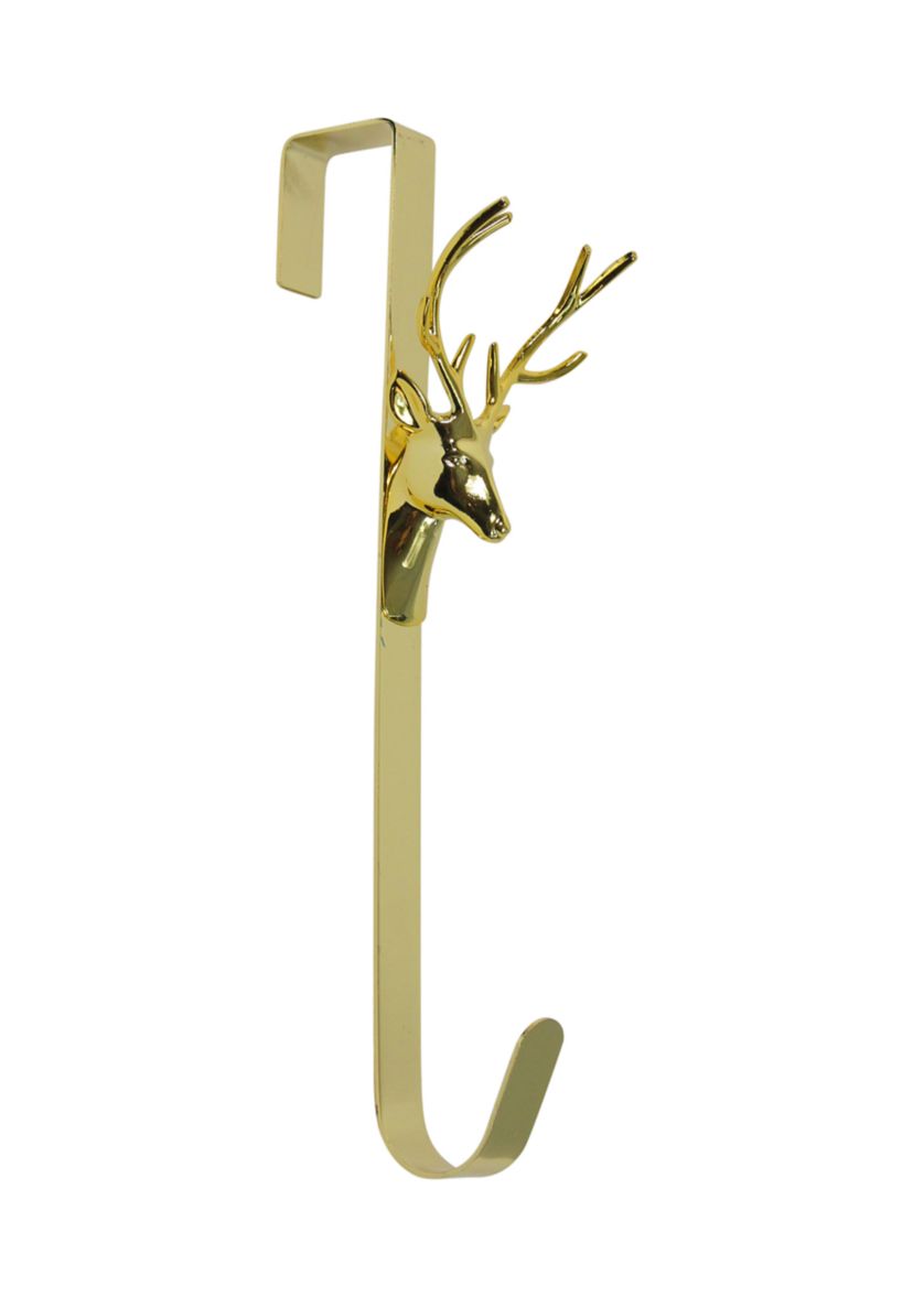 15.25Inch Shiny Gold Deer Over the Door Christmas Wreath Hanger