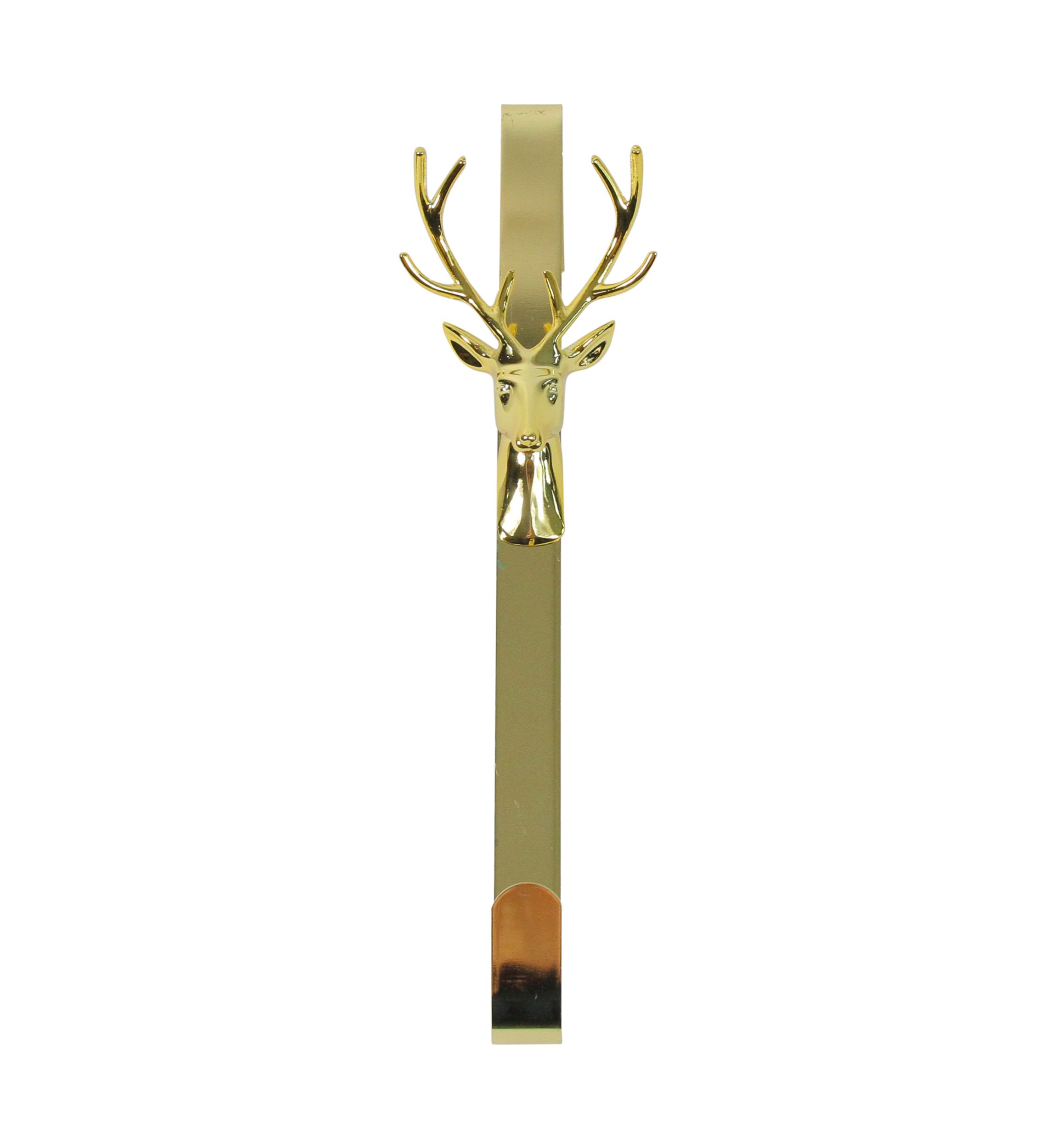 15.25Inch Shiny Gold Deer Over the Door Christmas Wreath Hanger