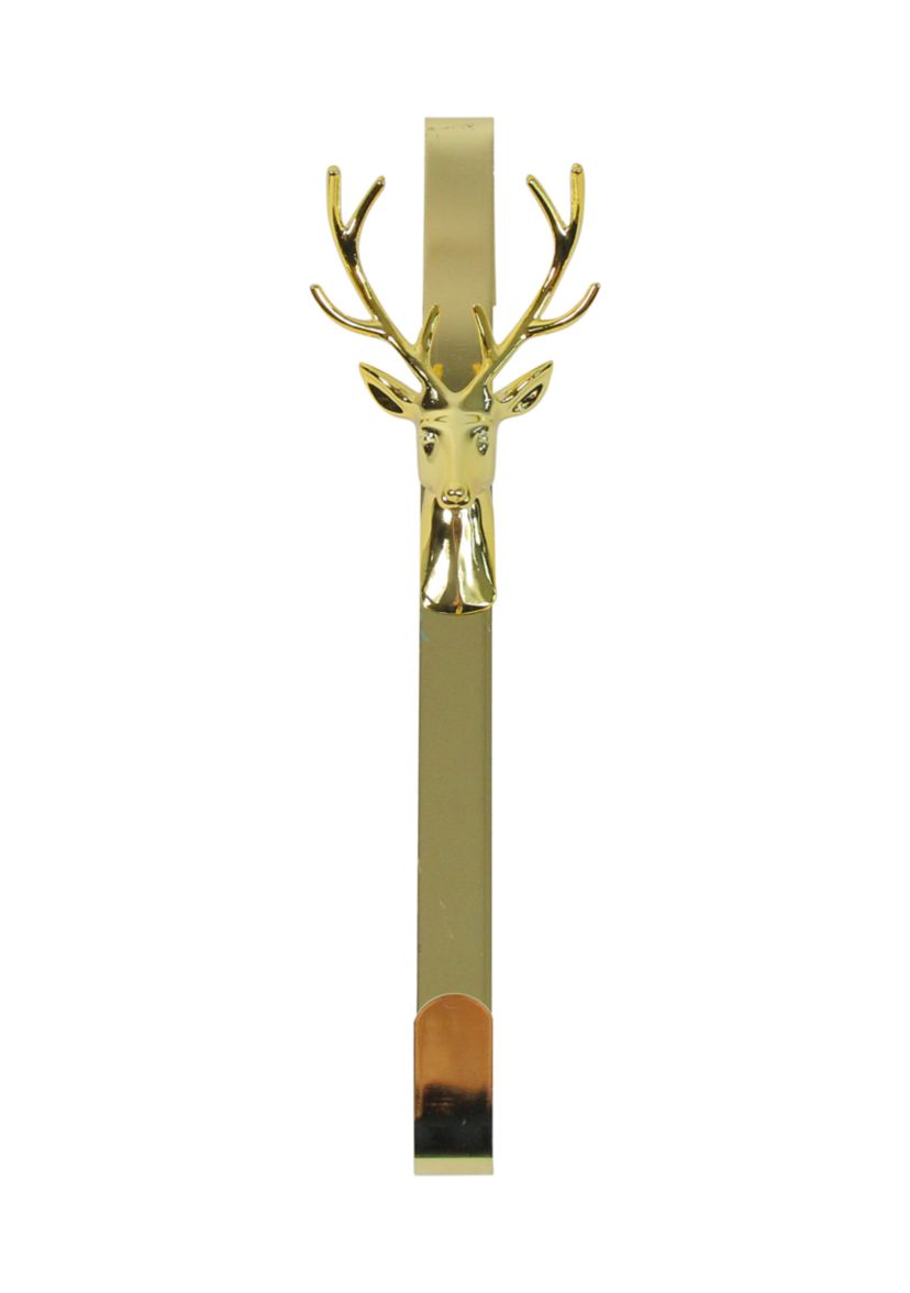 15.25Inch Shiny Gold Deer Over the Door Christmas Wreath Hanger