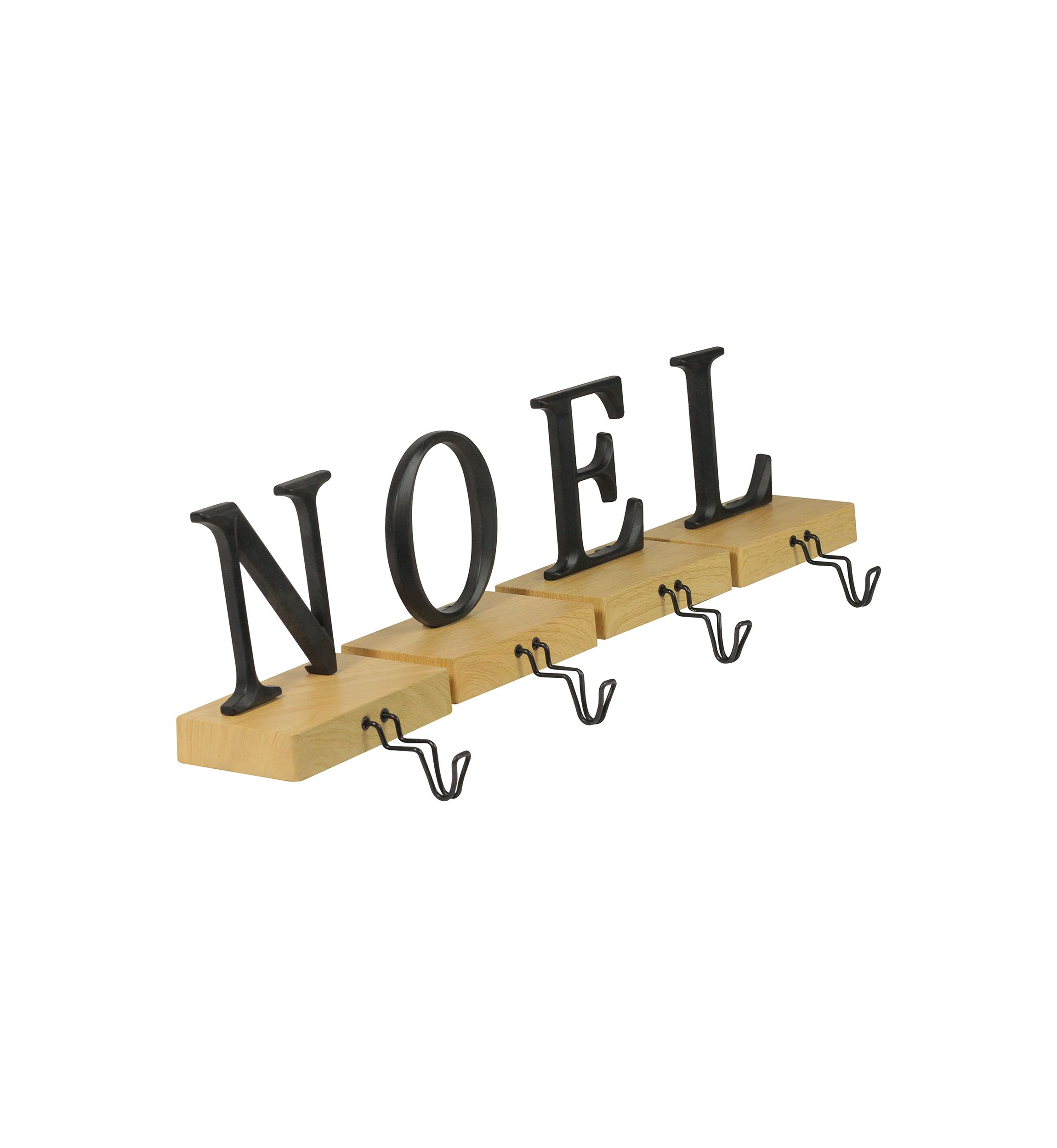 Set of 4 Brown and Black InchNOELInch Christmas Stocking Holder 6Inch