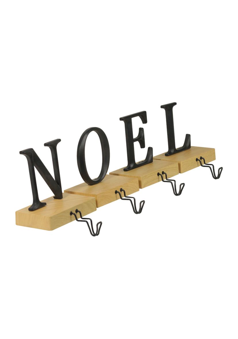 Set of 4 Brown and Black InchNOELInch Christmas Stocking Holder 6Inch