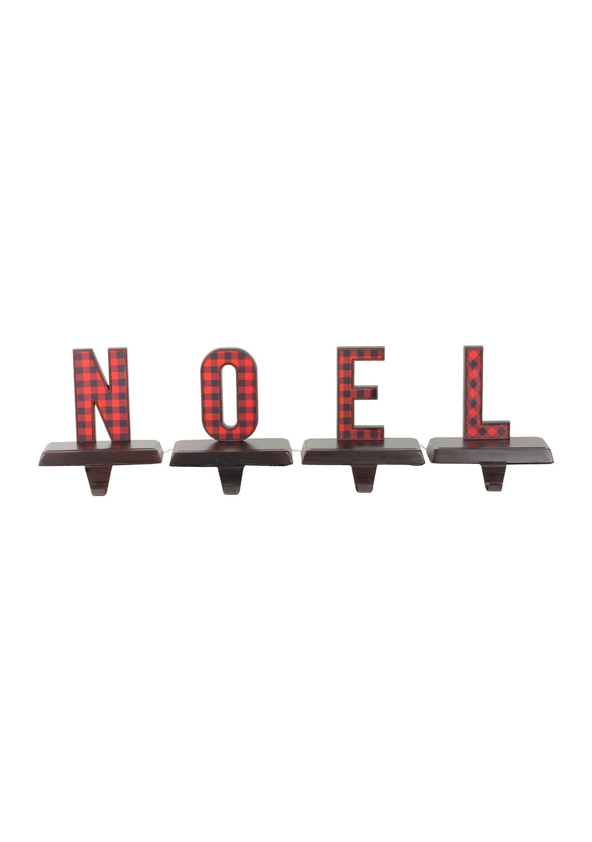 Set of 4 Red and Black Buffalo Plaid InchNOELInch Christmas Stocking Holder 6