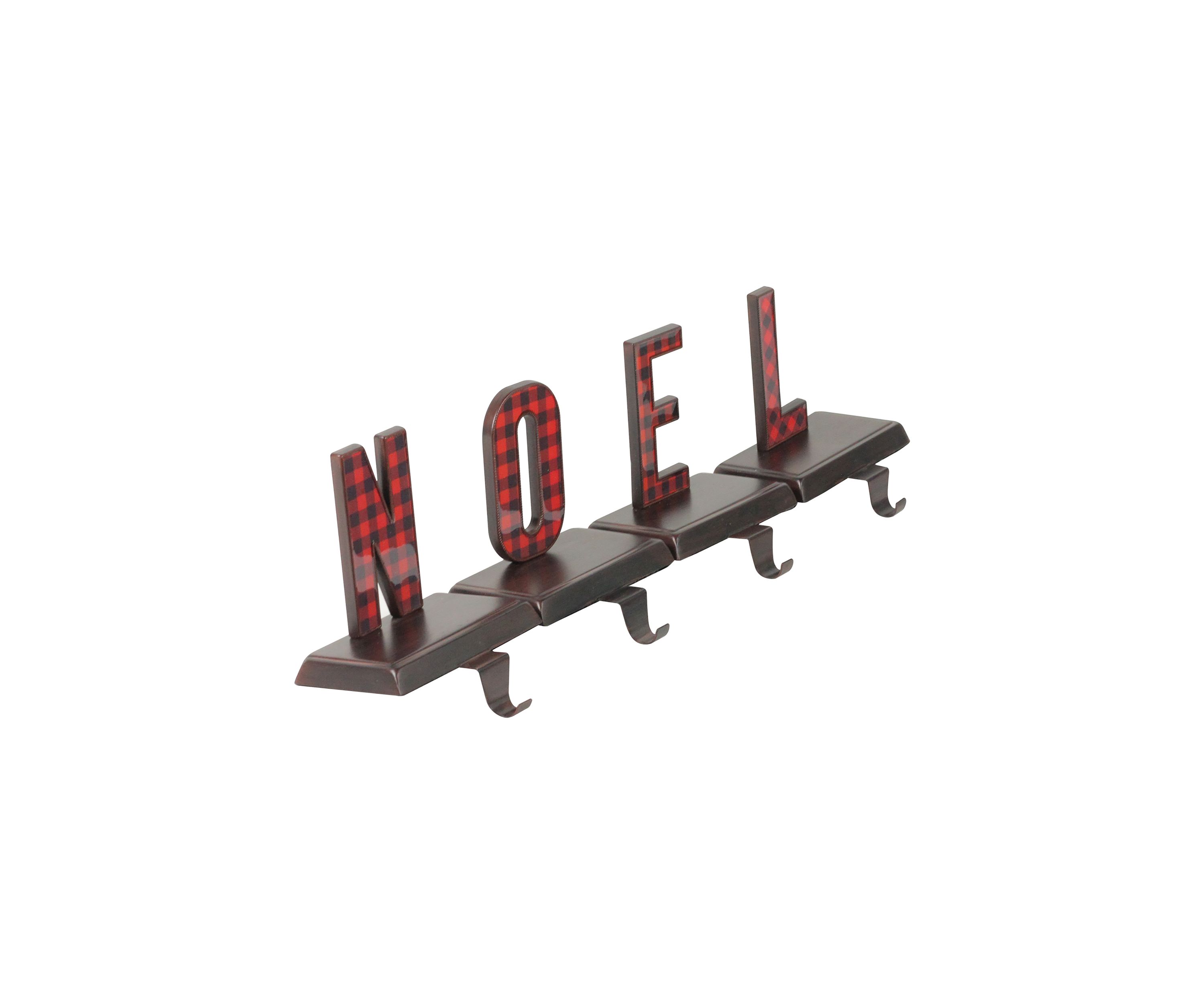 Set of 4 Red and Black Buffalo Plaid InchNOELInch Christmas Stocking Holder 6