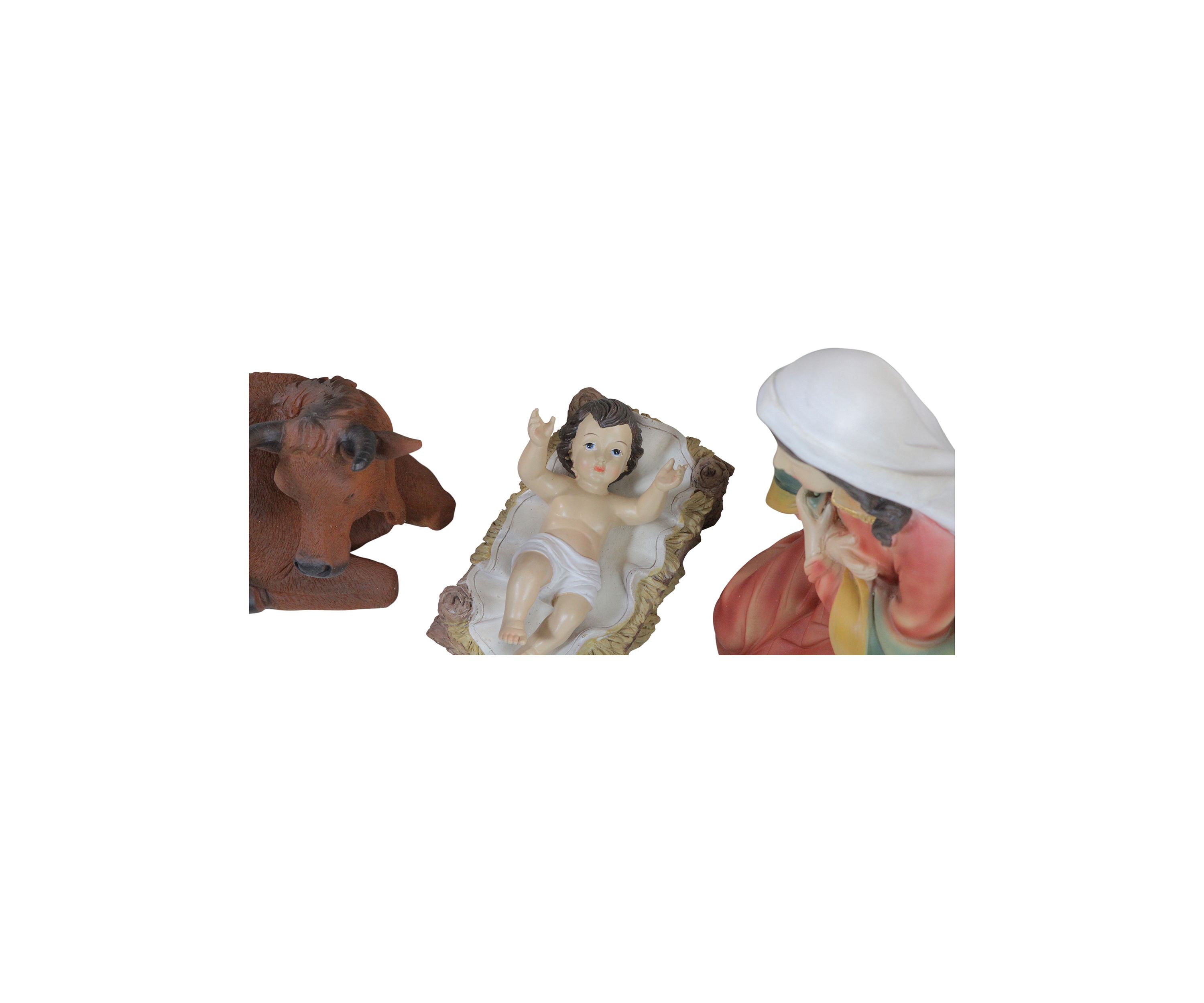 11-Piece Green and White Religious Christmas Nativity Figurines Set - 19.5Inch