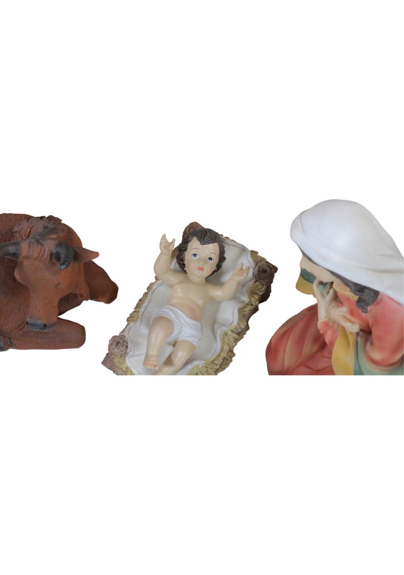 11-Piece Green and White Religious Christmas Nativity Figurines Set - 19.5Inch