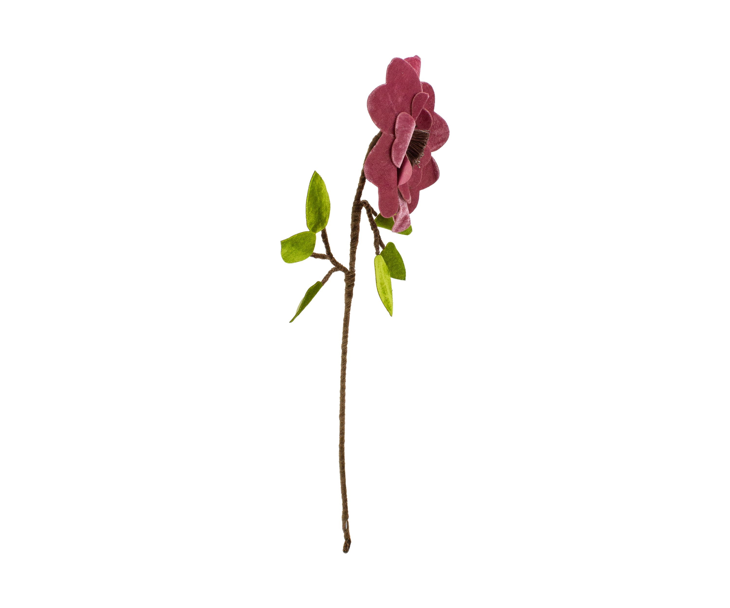 21.5Inch Pink Heart Flower with Stem and Leaves Christmas Pick