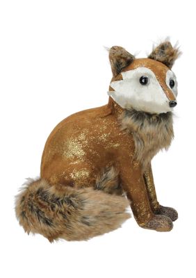 Northlight 10.25Inch Plush Brown Sitting Fox Figure Animal Decoration