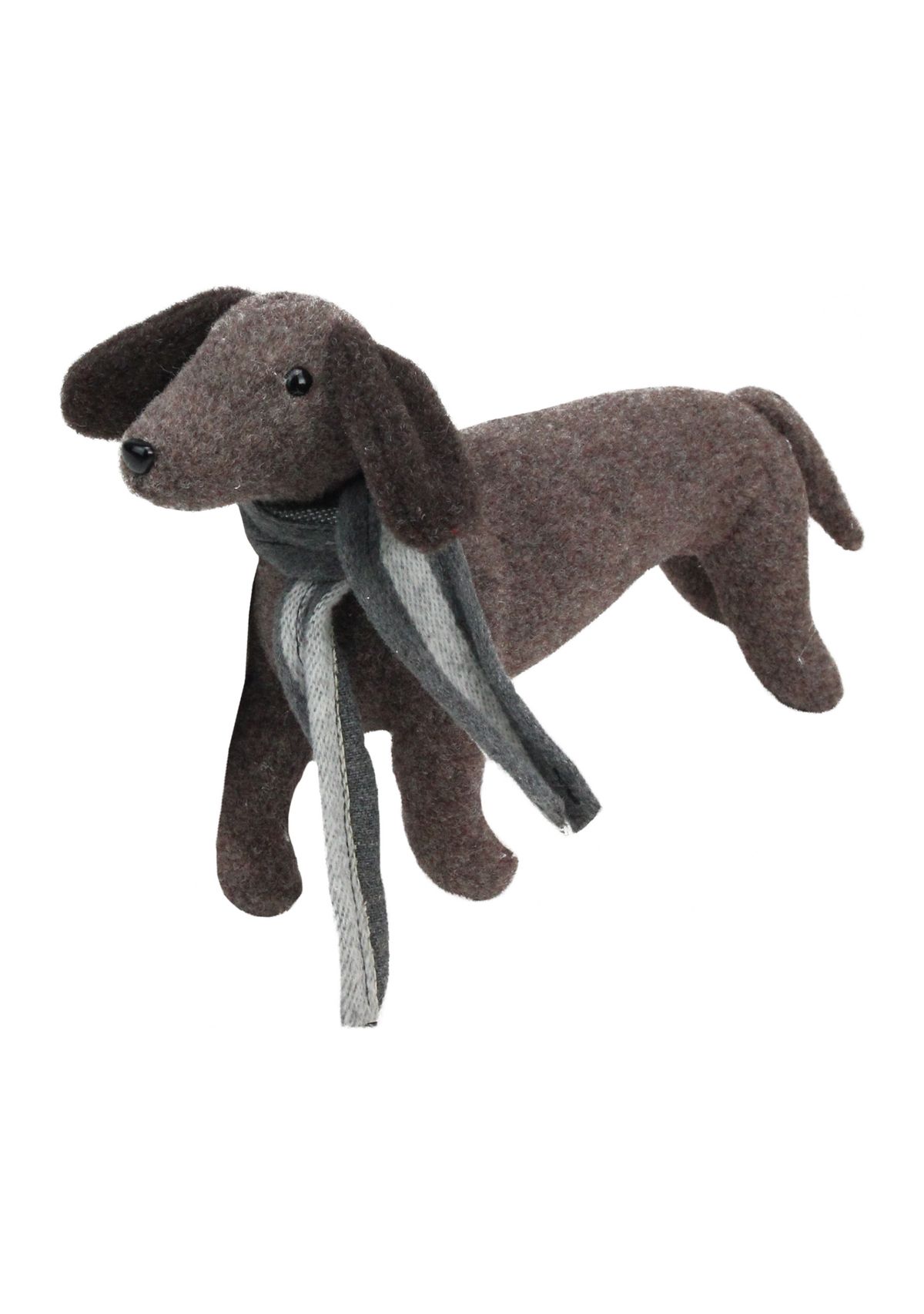 7.5Inch Plush Brown Dachshund Dog with Scarf Christmas Decoration