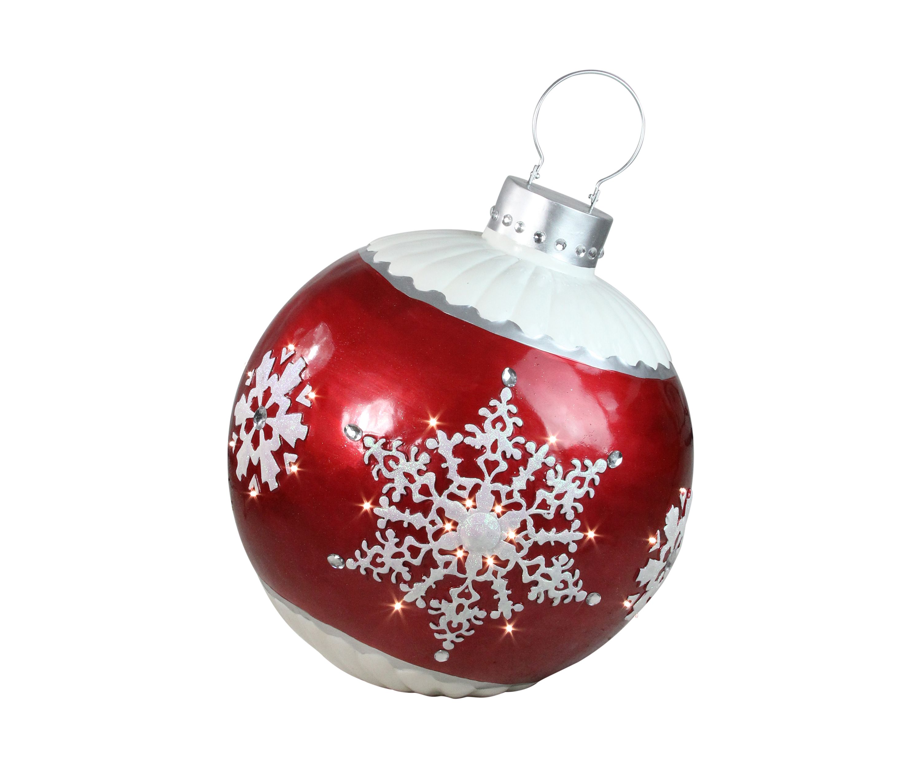 26.5Inch LED Lighted Red Ball Christmas Ornament with Snowflake Outdoor Decoration