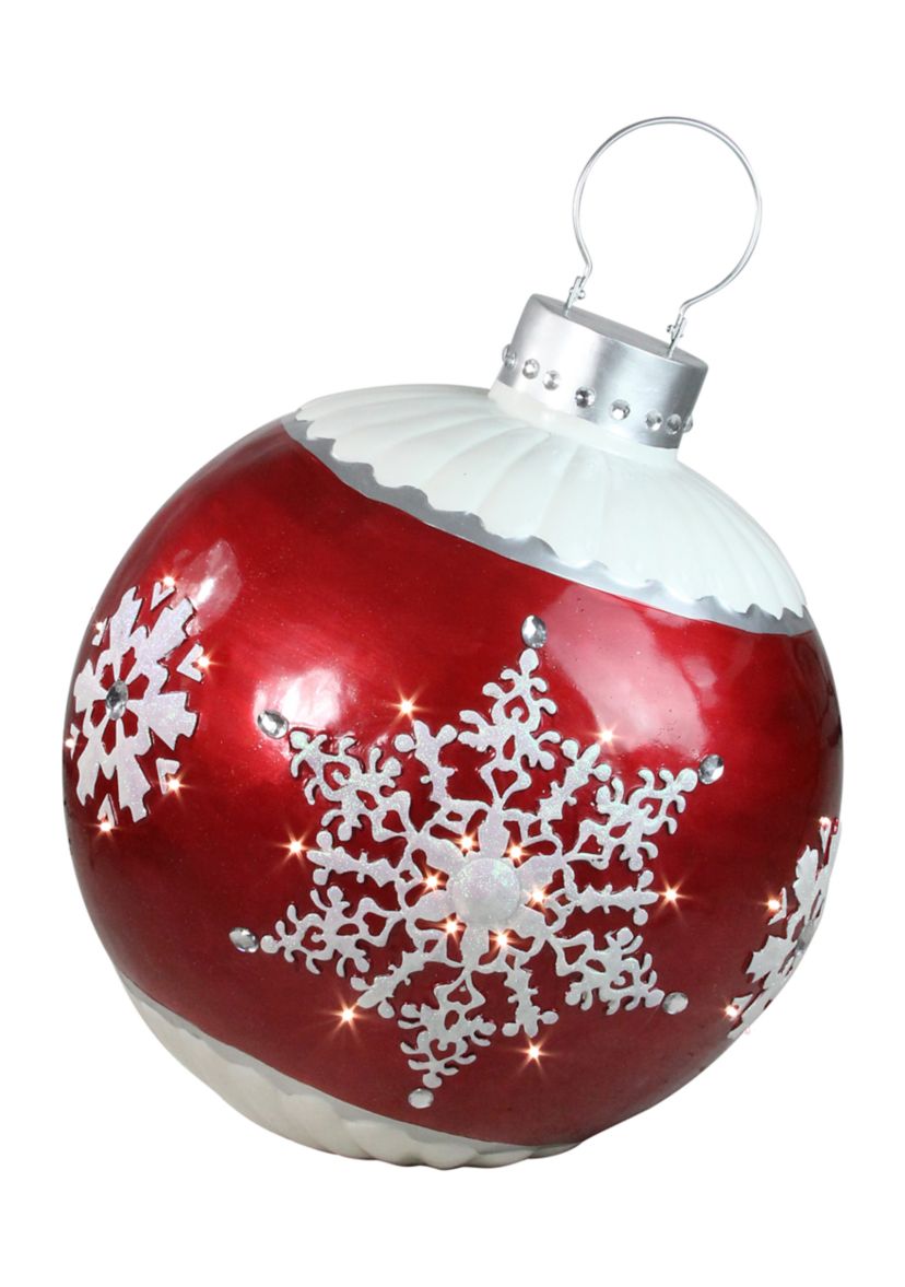 26.5Inch LED Lighted Red Ball Christmas Ornament with Snowflake Outdoor Decoration