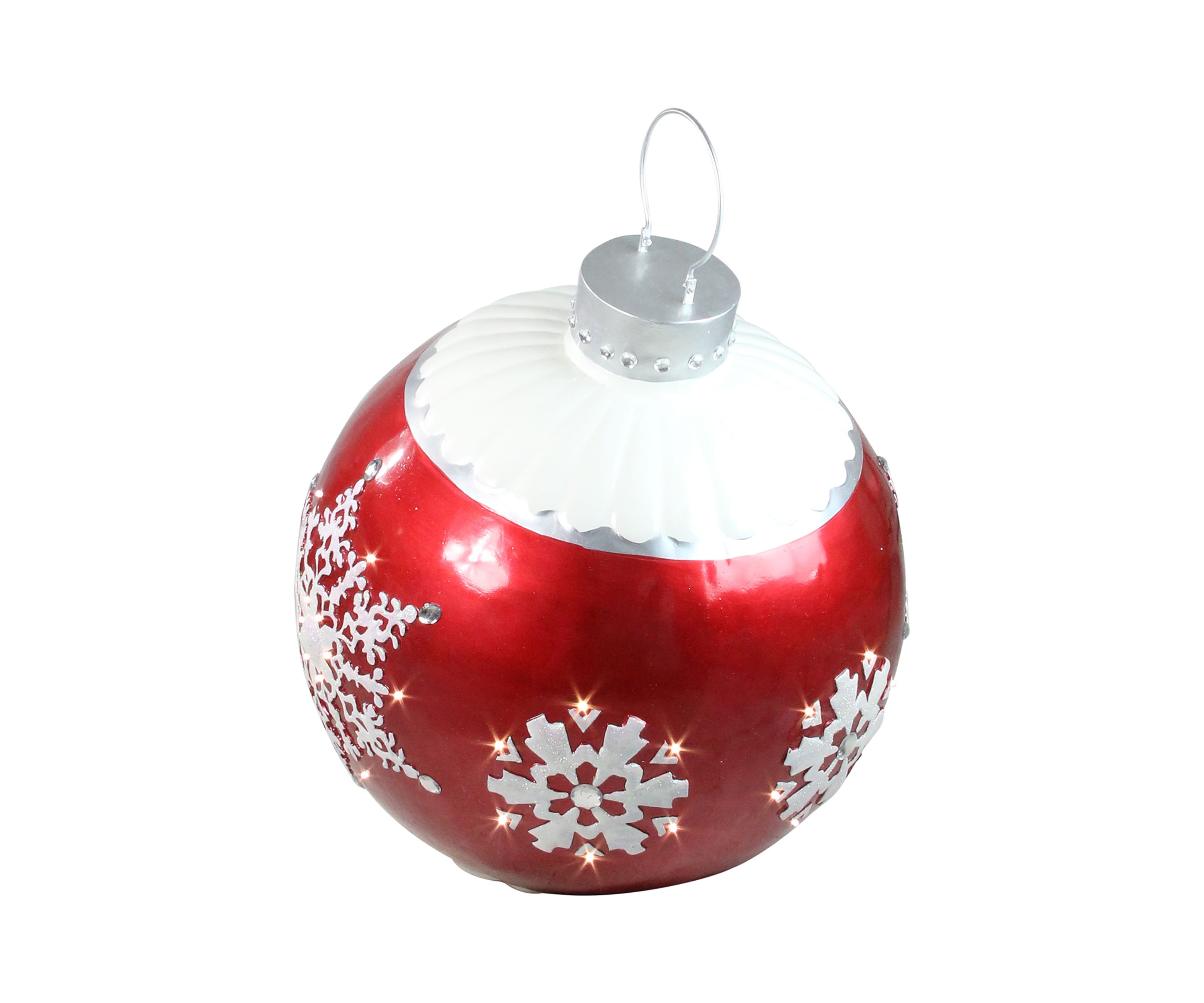 26.5Inch LED Lighted Red Ball Christmas Ornament with Snowflake Outdoor Decoration