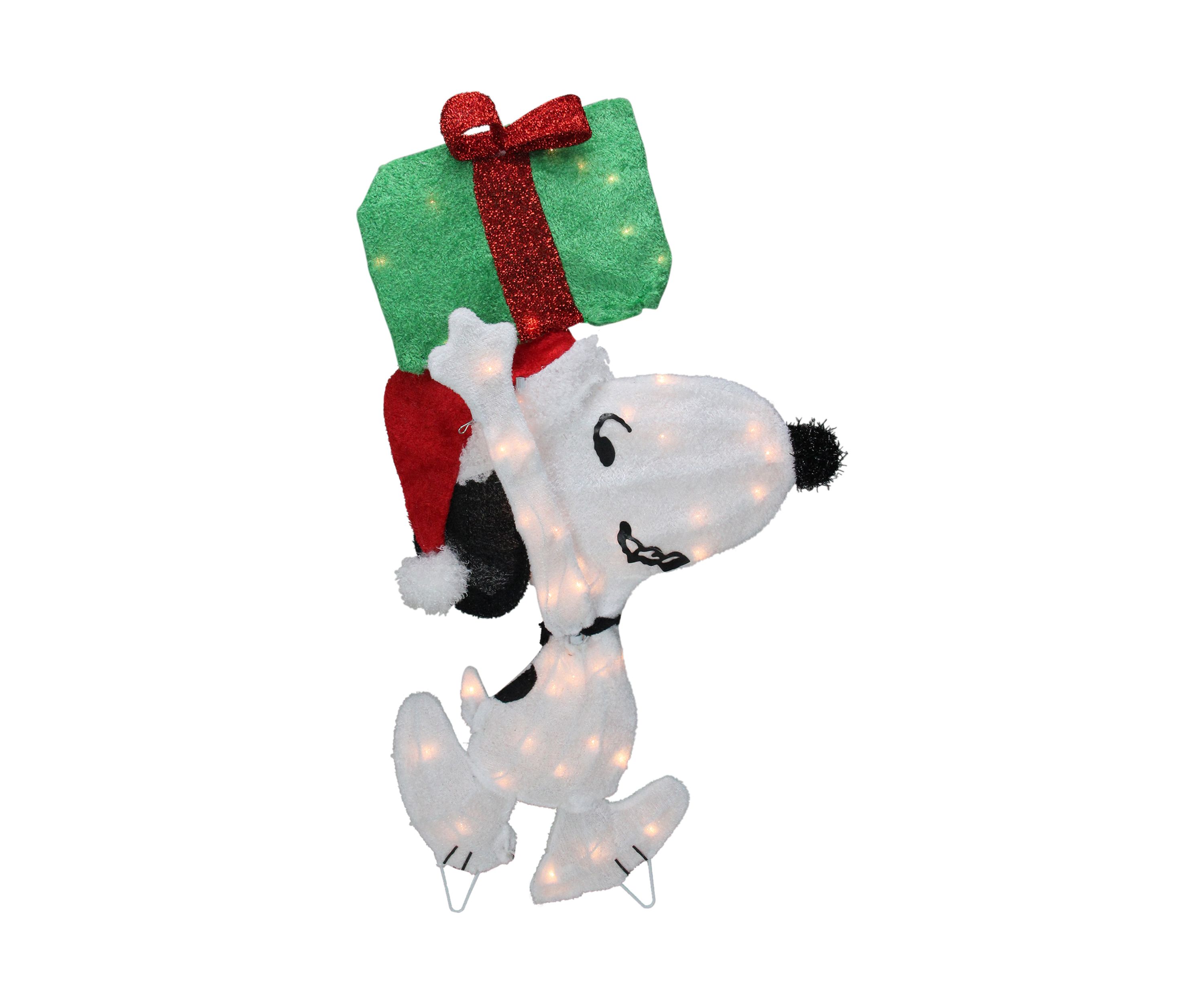32Inch Lighted Peanuts Snoopy with Present Christmas Outdoor Yard Decoration