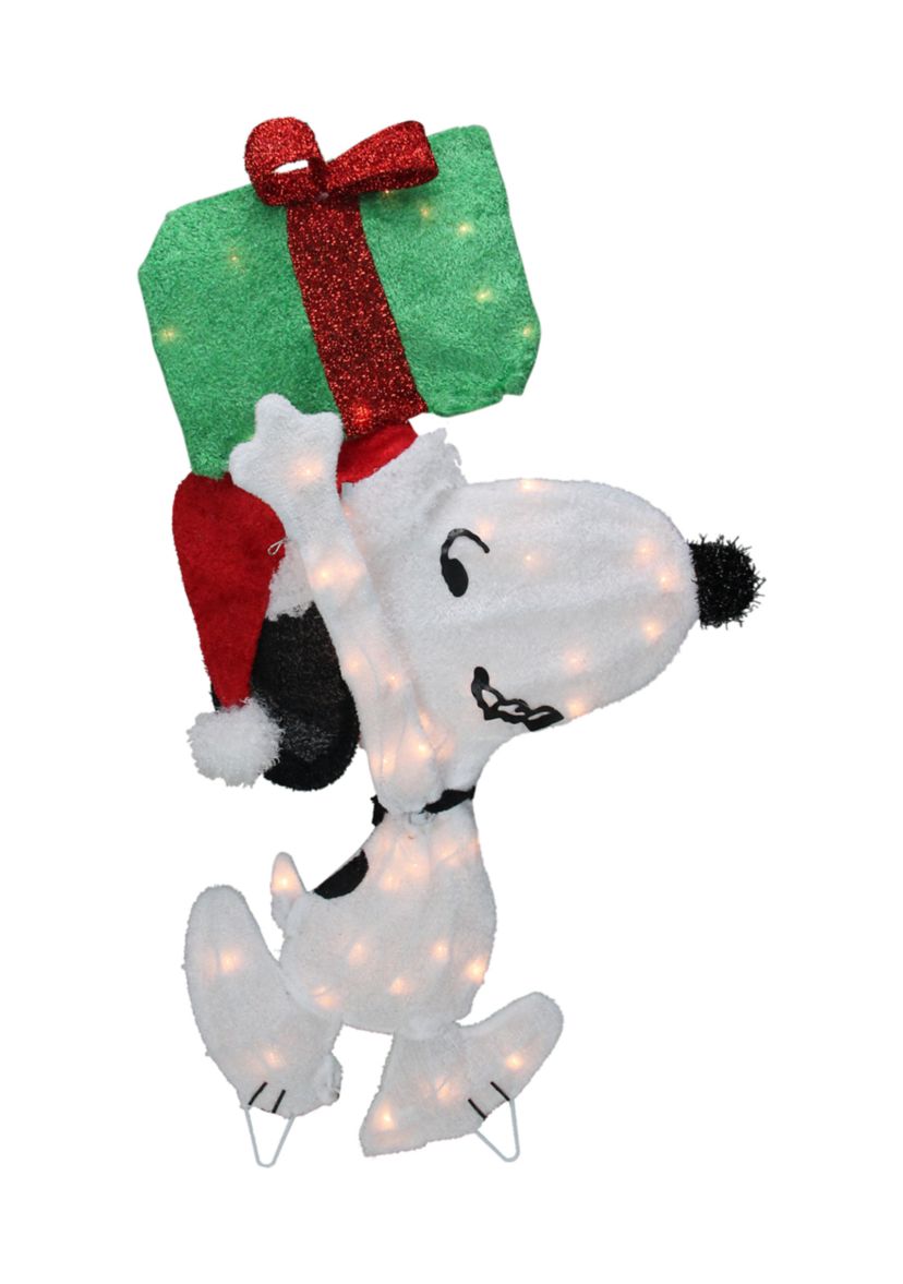 32Inch Lighted Peanuts Snoopy with Present Christmas Outdoor Yard Decoration